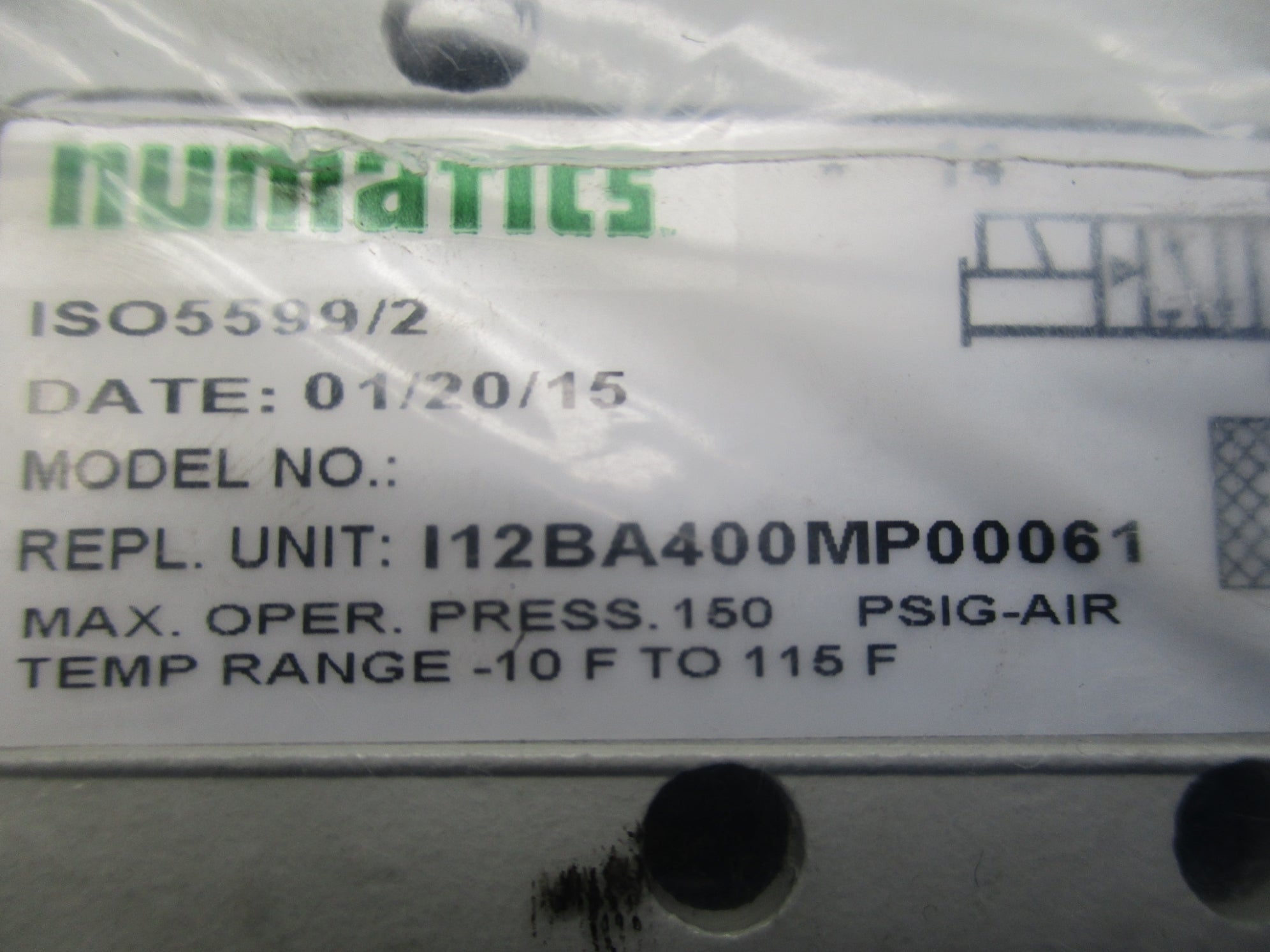 NUMATICS I12BA400MP00061 24VDC 150PSI NSMP
