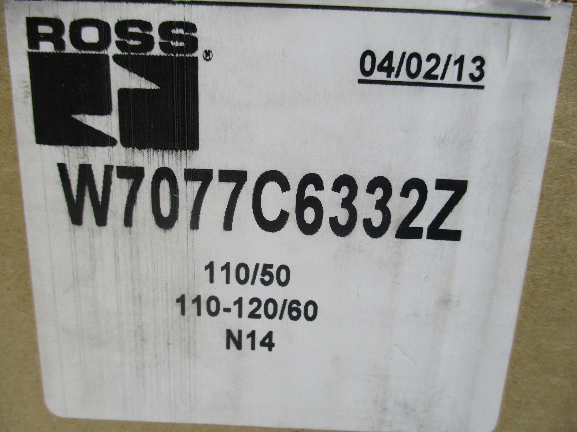 ROSS W7077C6332Z 110V/50HZ-110-120V/60HZ 1-10BAR NSMP