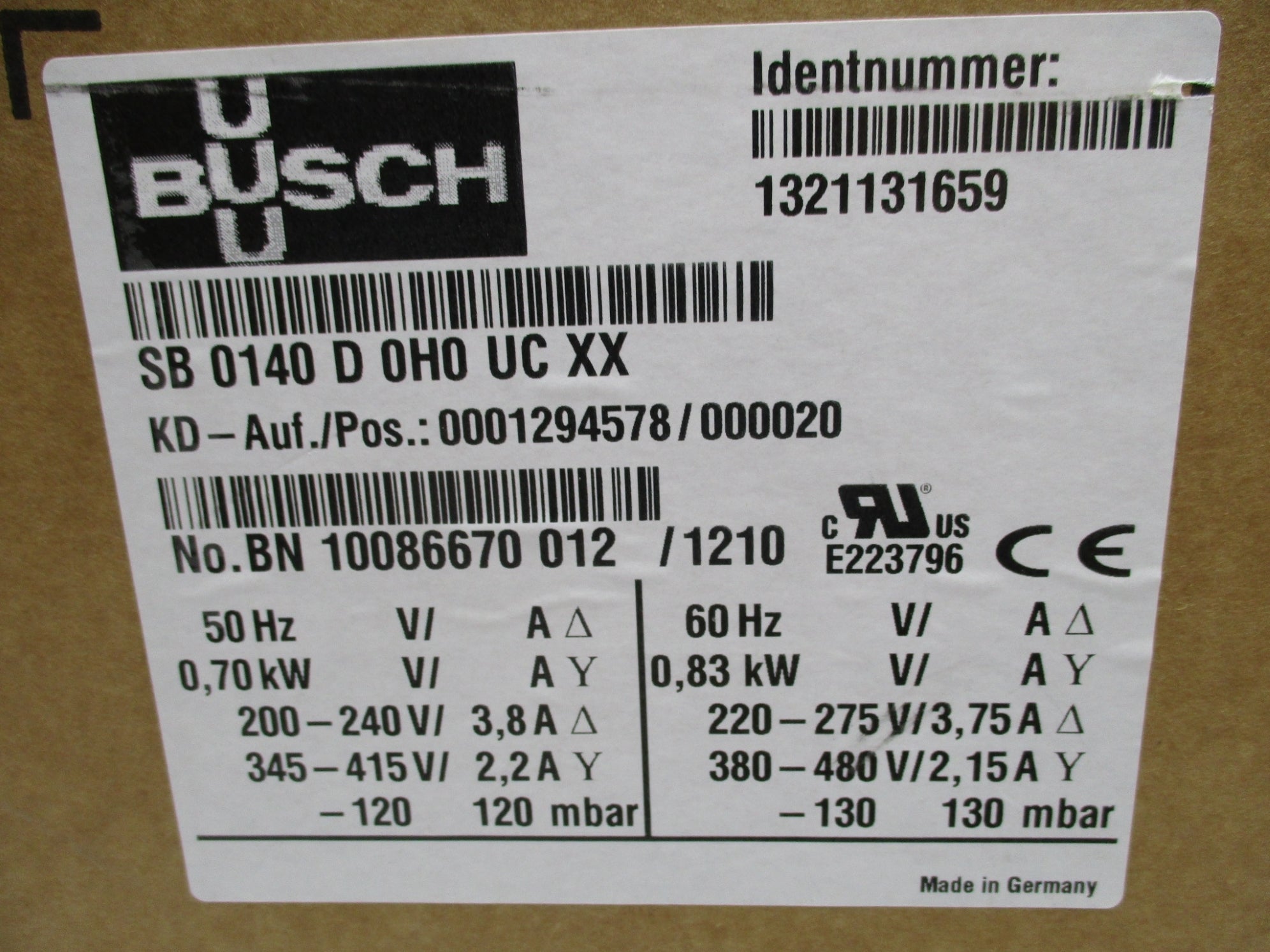 BUSCH SB0140D0H0UCXX NSFS