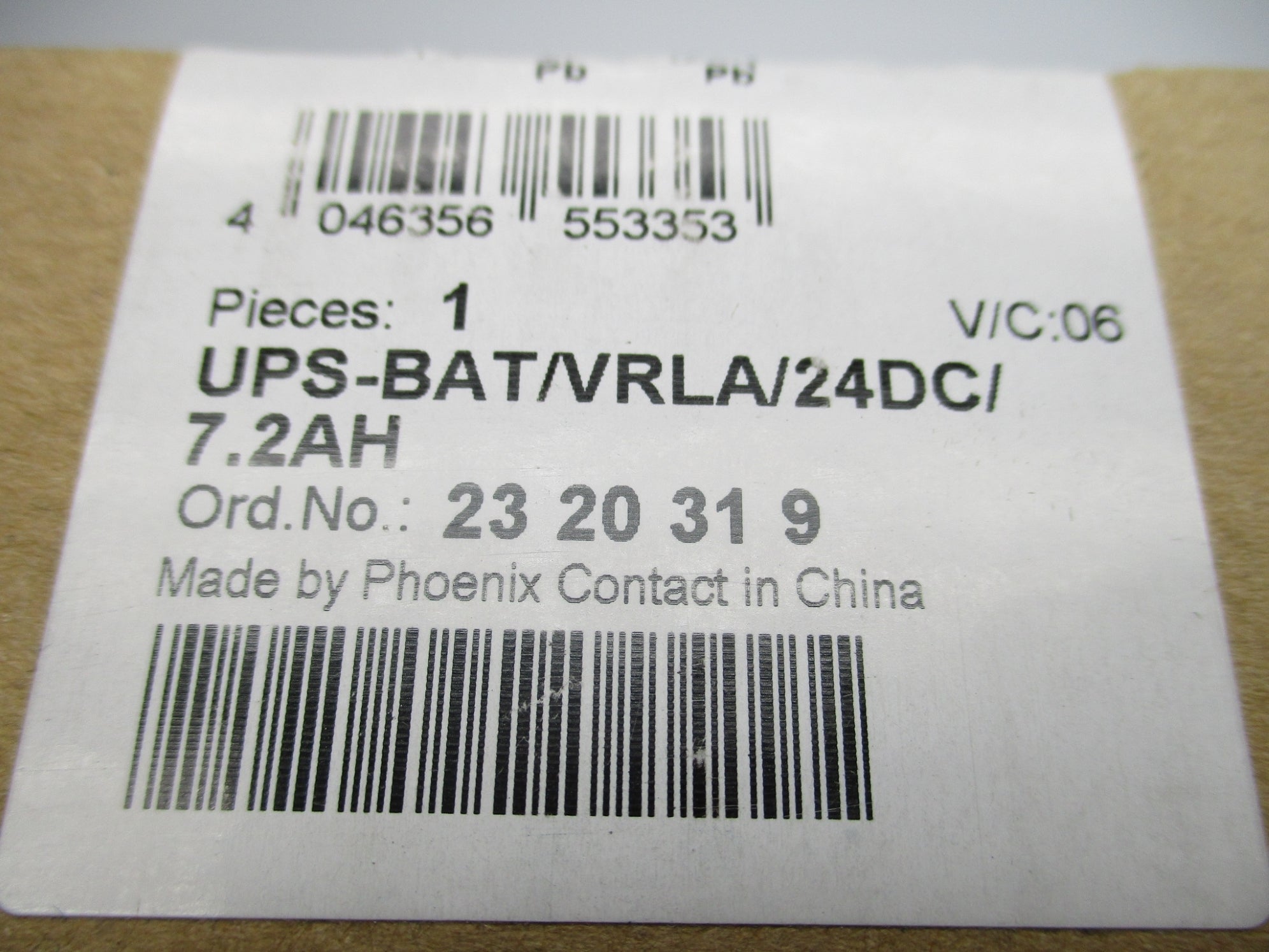 PHOENIX CONTACT UPS-BAT/VRLA/24VDC/7.2AH NSFS