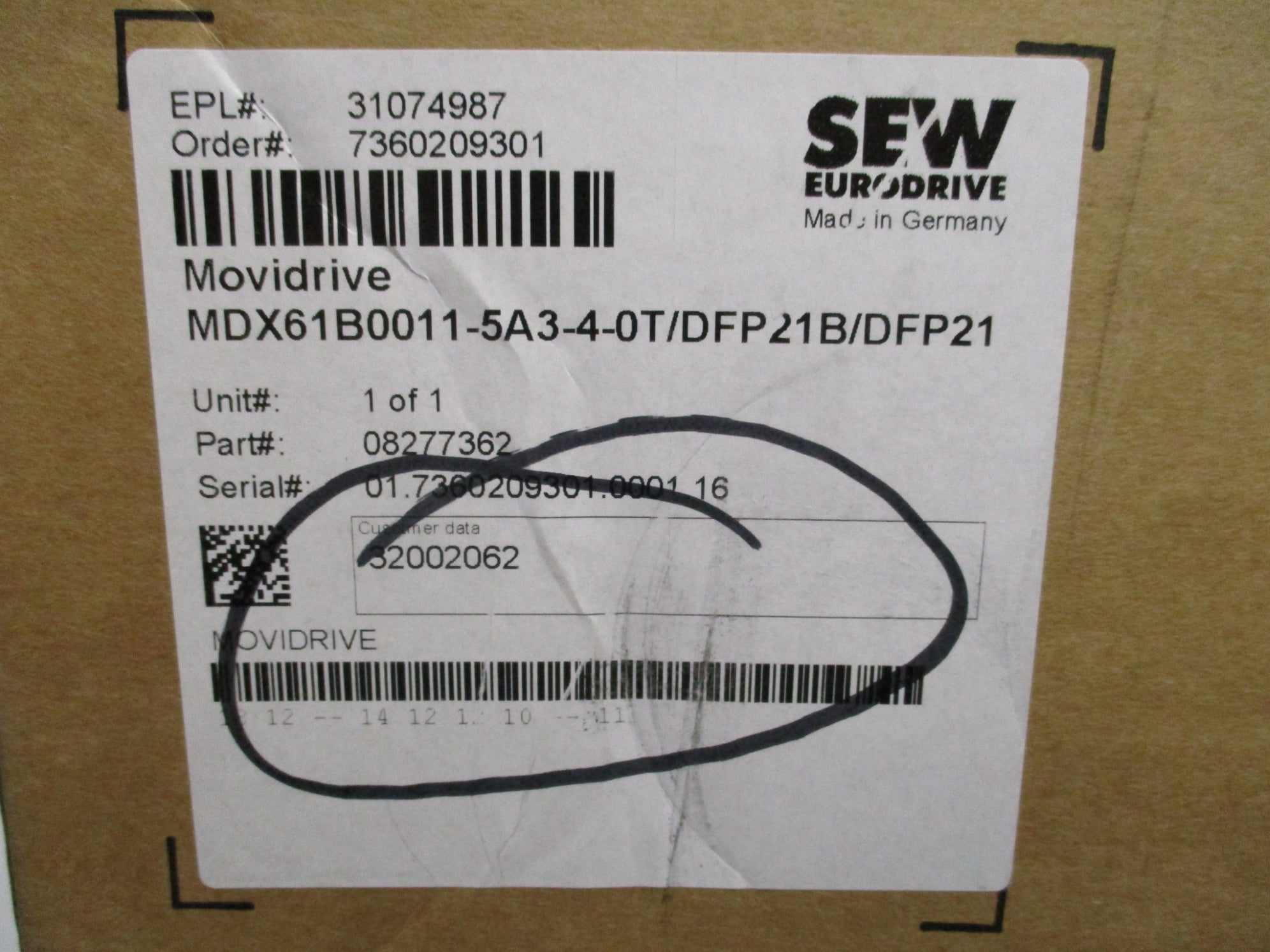 SEW EURODRIVE MDX61B0011-5A3-0T/DFP21B NSMP