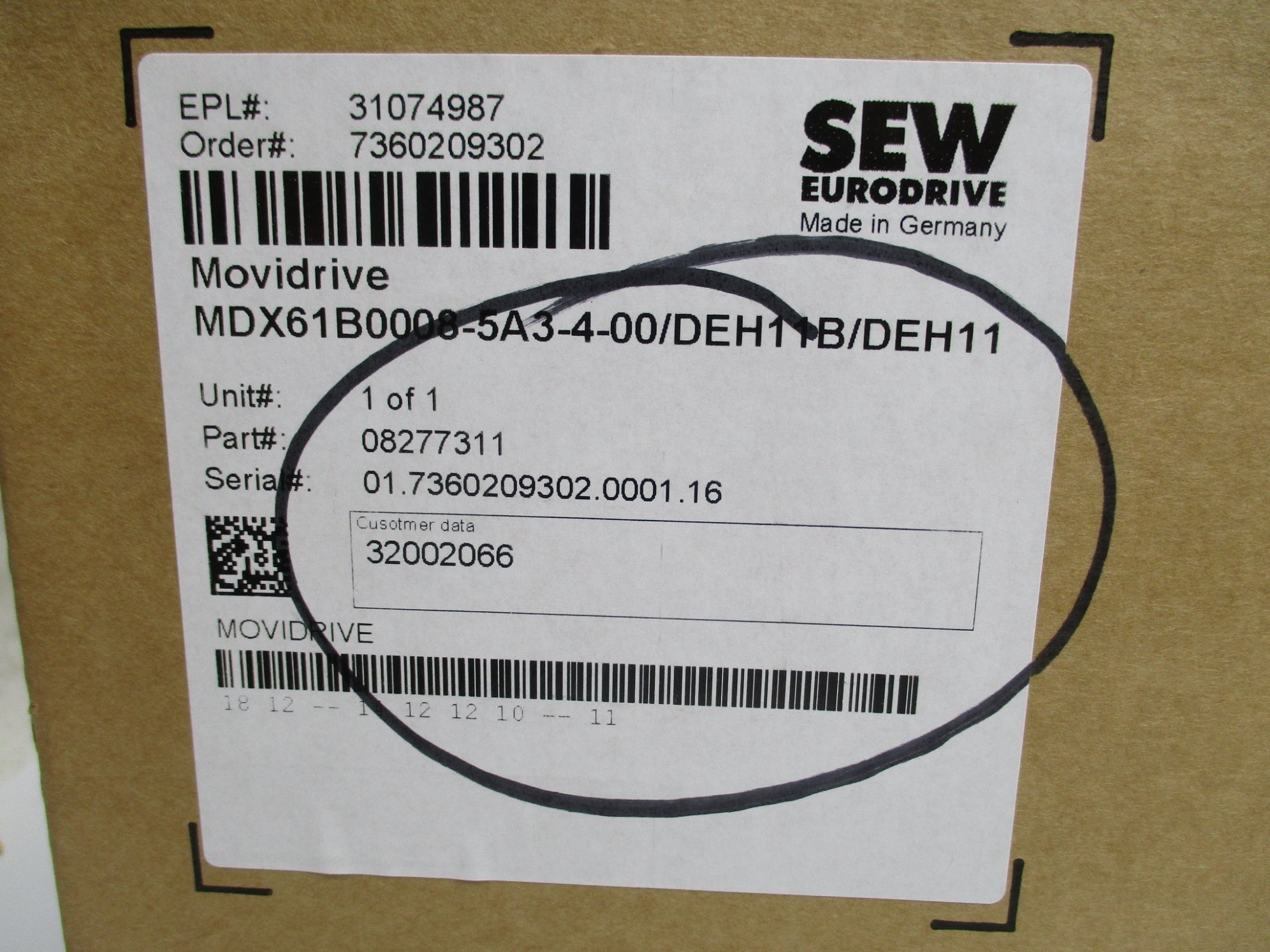 SEW EURODRIVE MDX61B0008-5A3-4-00/DEH11B/DEH11 NSMP