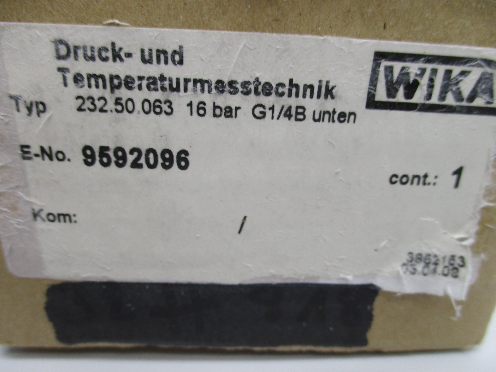 WIKA 9592096 232.50.063 0-16BAR NSMP