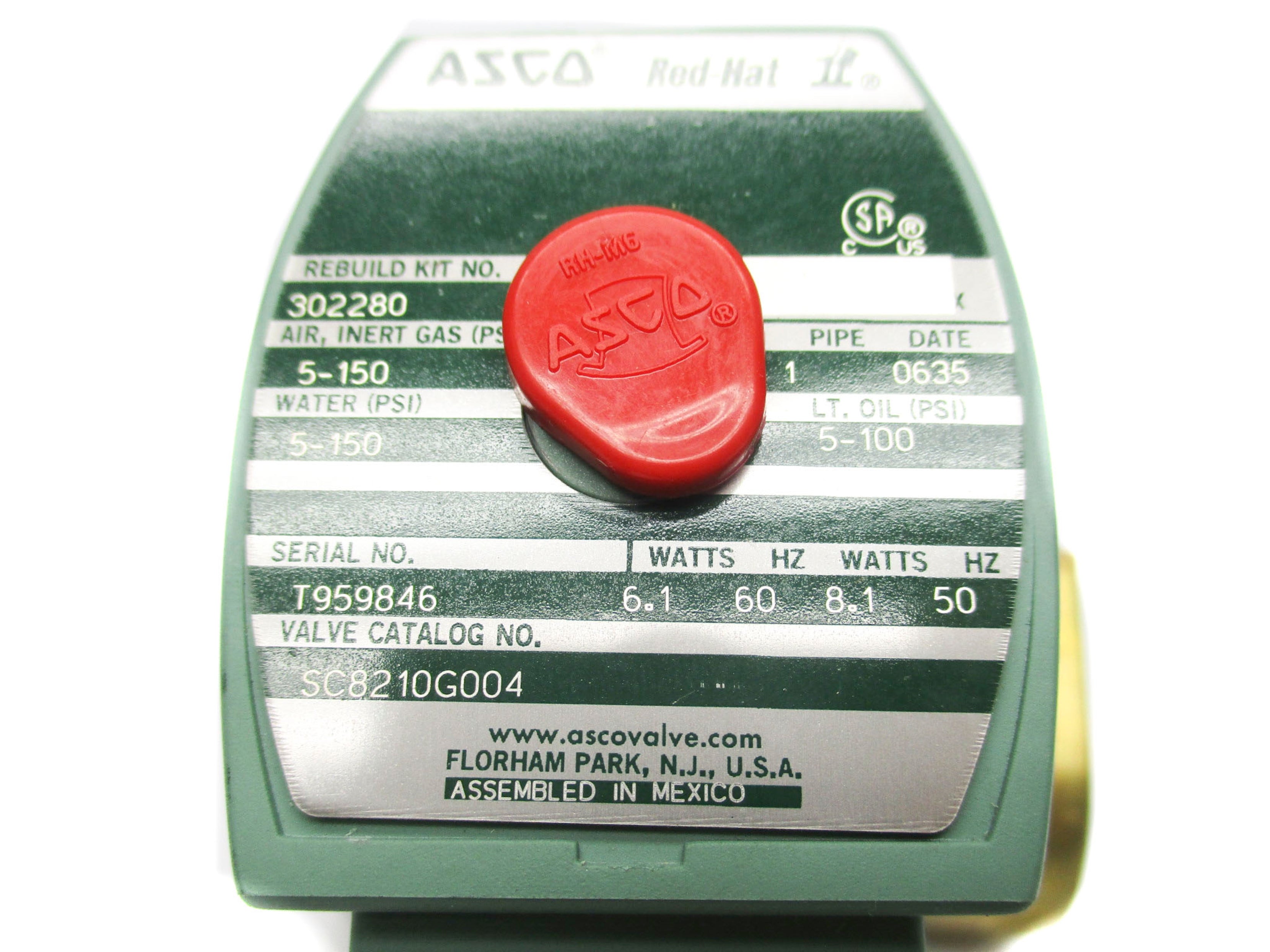 ASCO SC8210G004 110V/50HZ-120V/60HZ 5-150PSI NSNP