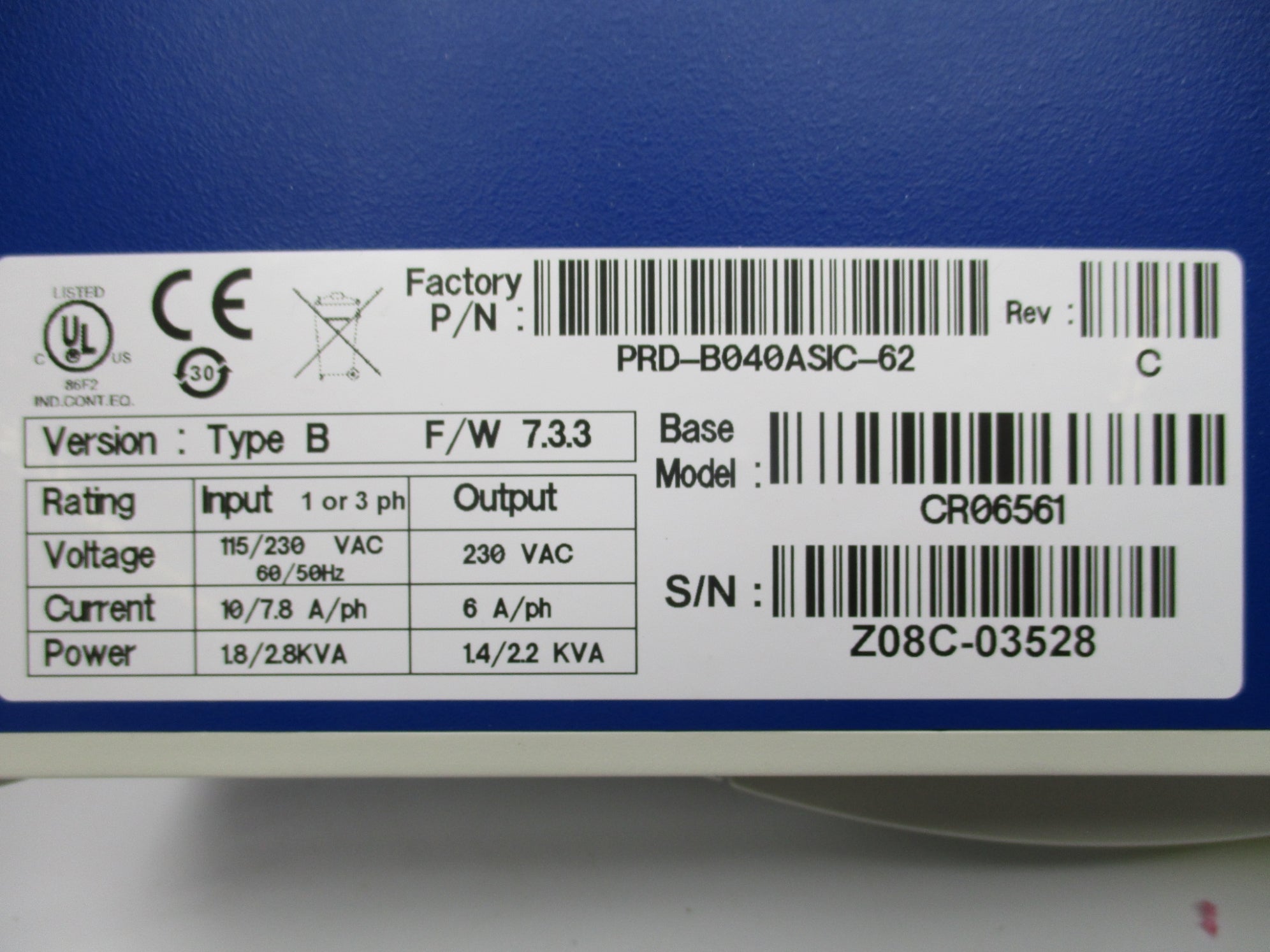 KOLLMORGEN PRD-B040ASIC-62 (AS PICTURED) NSNP