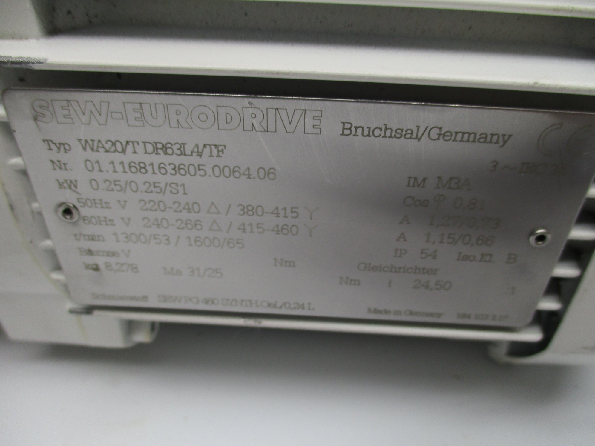 SEW-EURODRIVE WA20/TDR63L4/TF UNMP