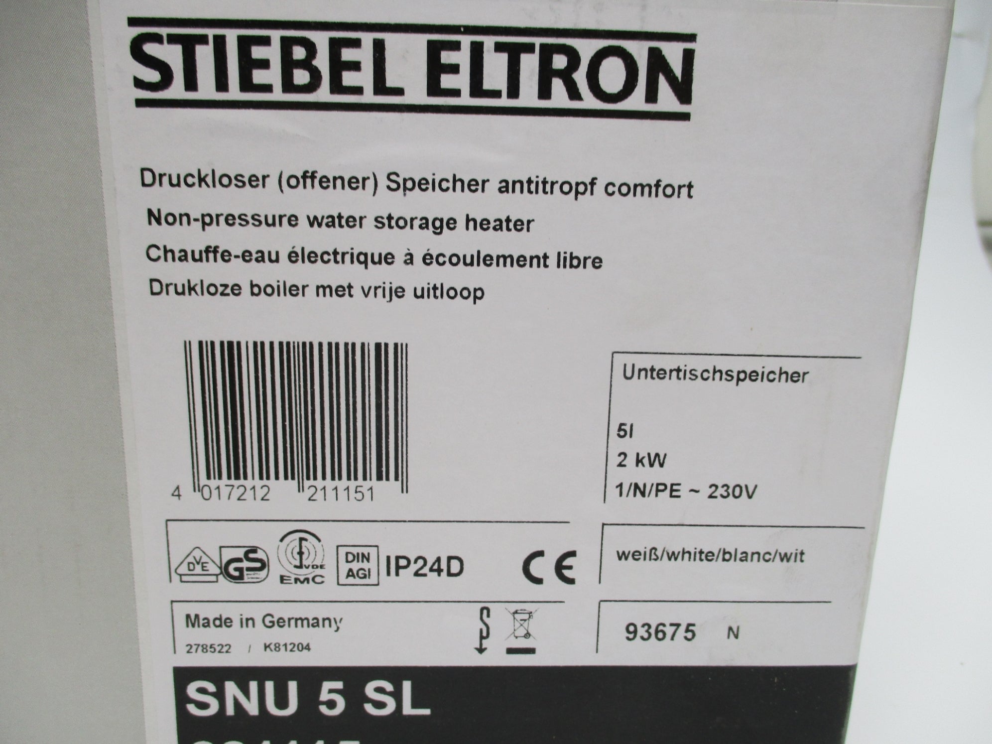 STIEBEL ELTRON SNU5SL NSFS