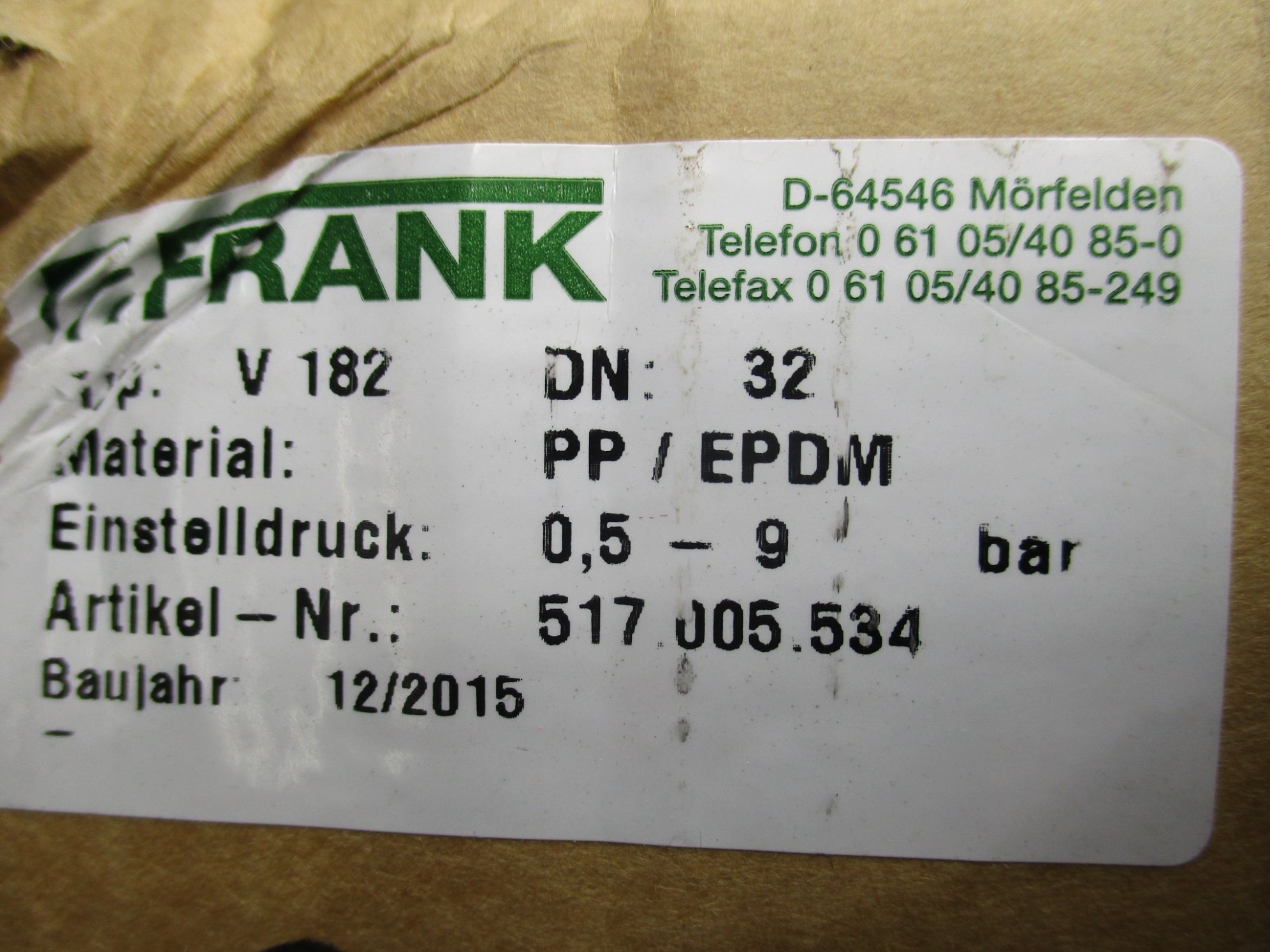 FRANK V182 .5-9BAR NSMP