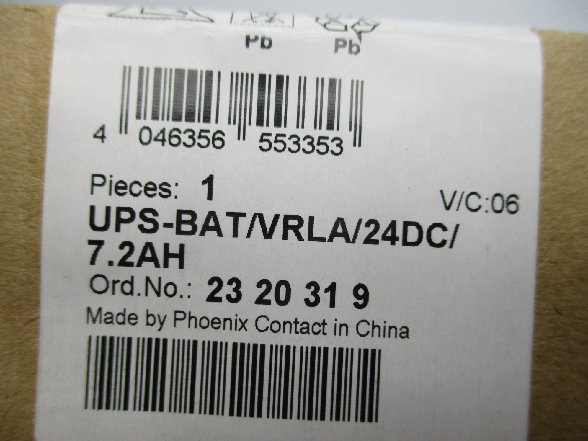 PHOENIX CONTACT UPS-BAT/VRLA/24DC/7.2AH NSFS