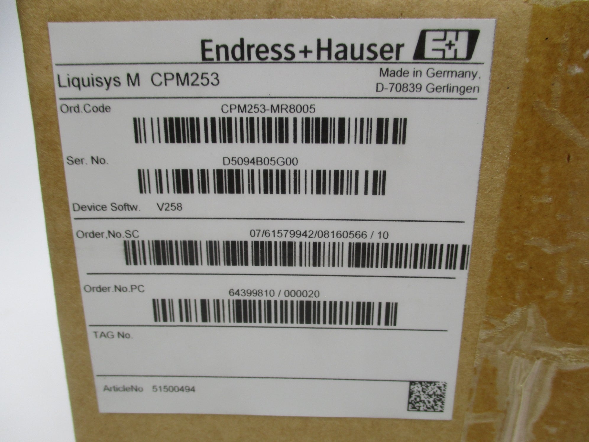 ENDRESS+HAUSER LIQUISYS-M CPM253-MR8005 NSFS