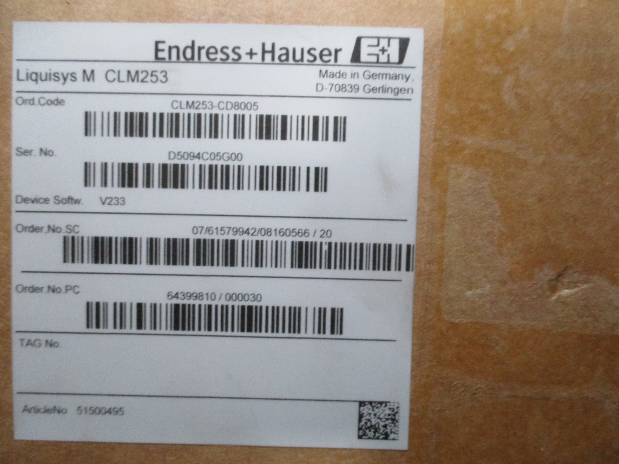 ENDRESS+HAUSER CLM253-CD8005 NSFS