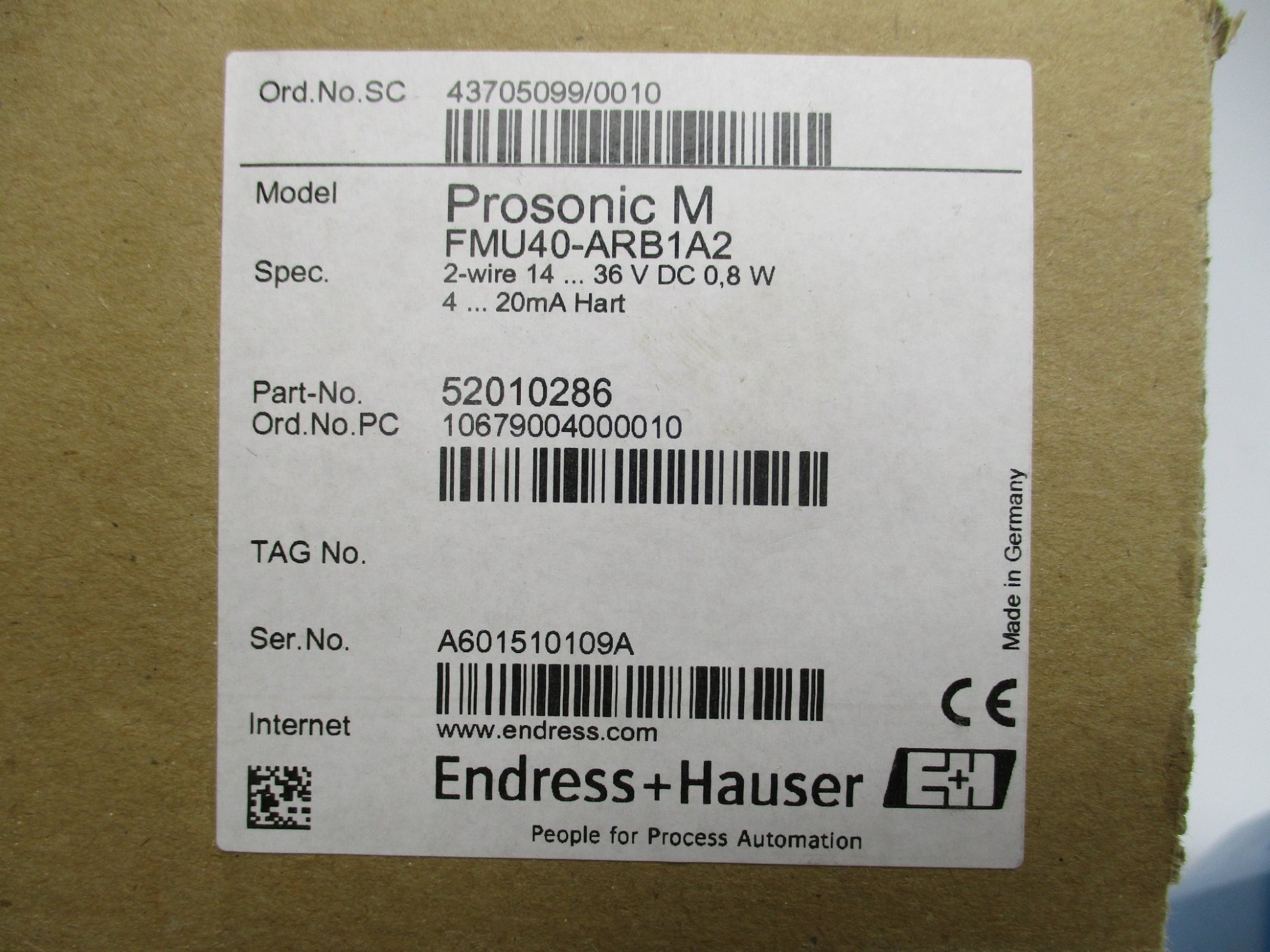 ENDRESS+HAUSER FMU40-ARB1A2 NSMP