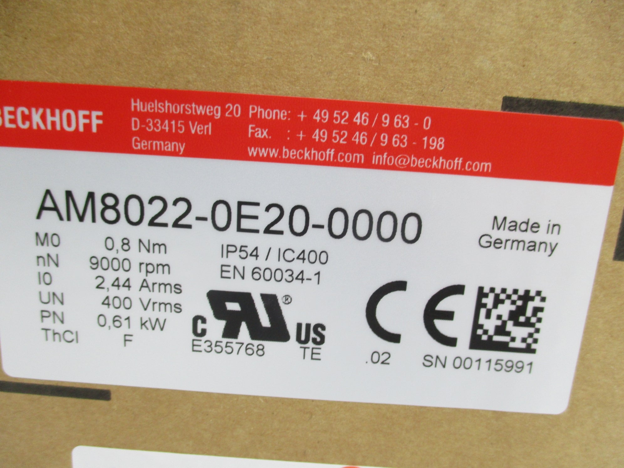 BECKHOFF AM8022-0E20-0000 NSMP