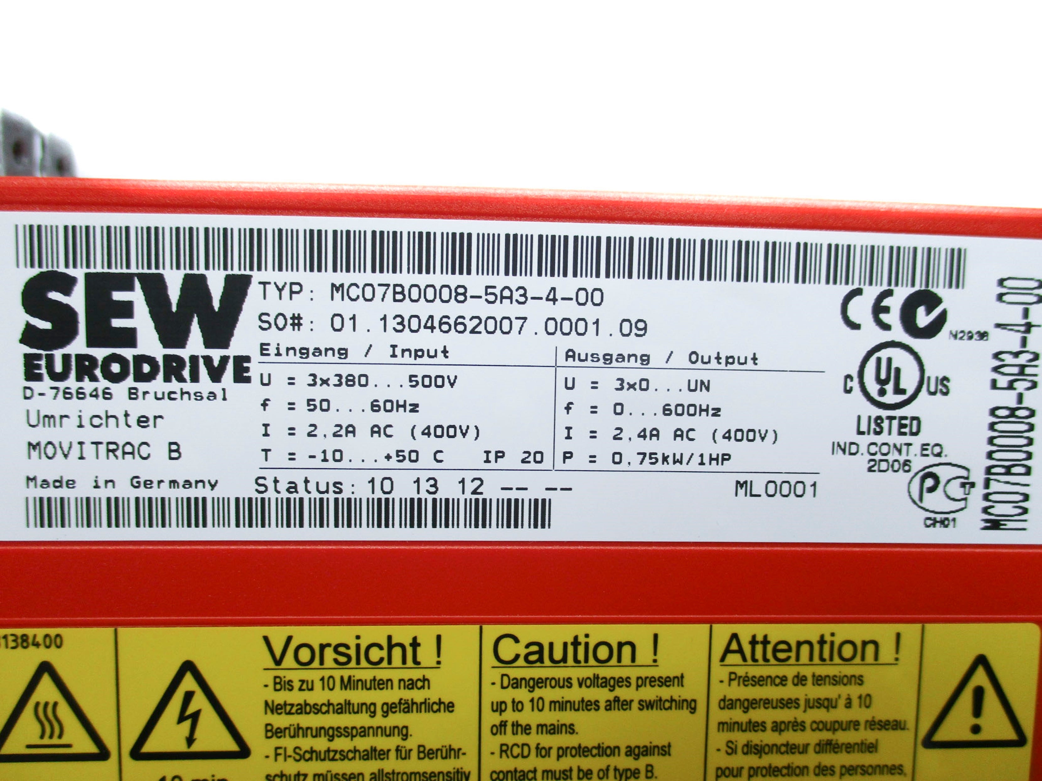 SEW EURODRIVE MC07B0008-5A3-4-00 NSMP