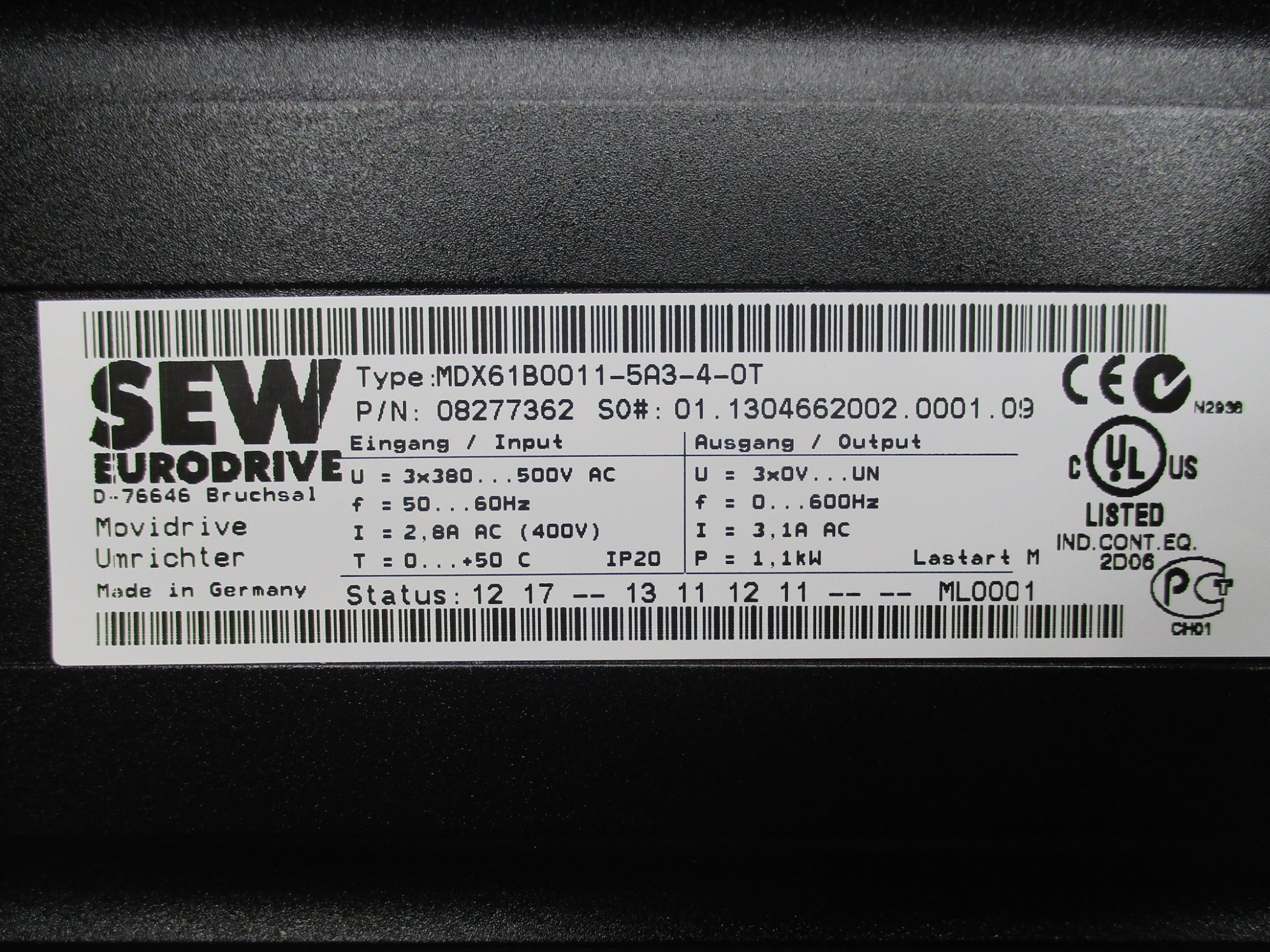 SEW EURODRIVE MDX61B0011-5A3-4-0T NSMP