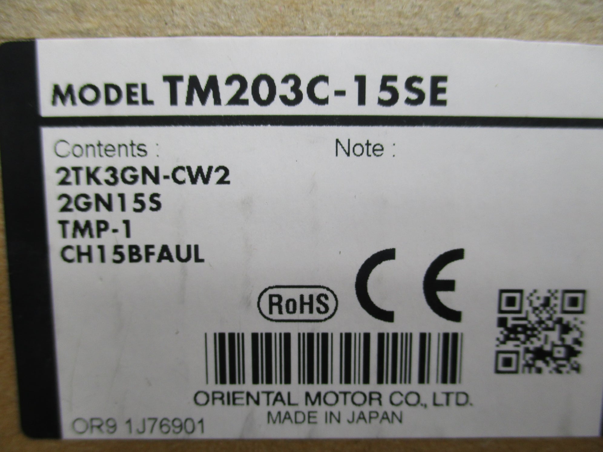 ORIENTAL MOTOR TM203C-15SE NSMP