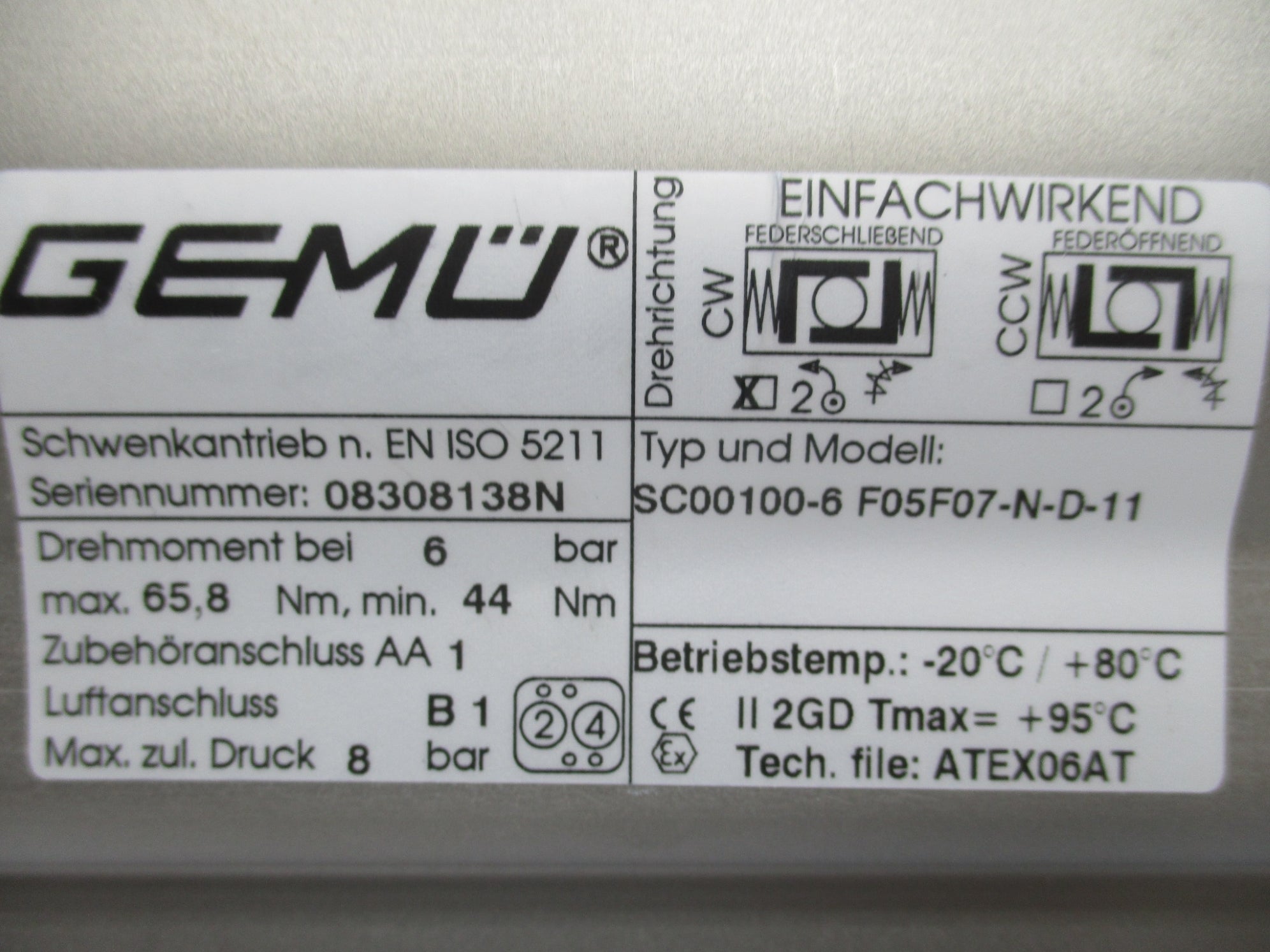 GEMU SC100-6F05F07-N-D-11 NSMP