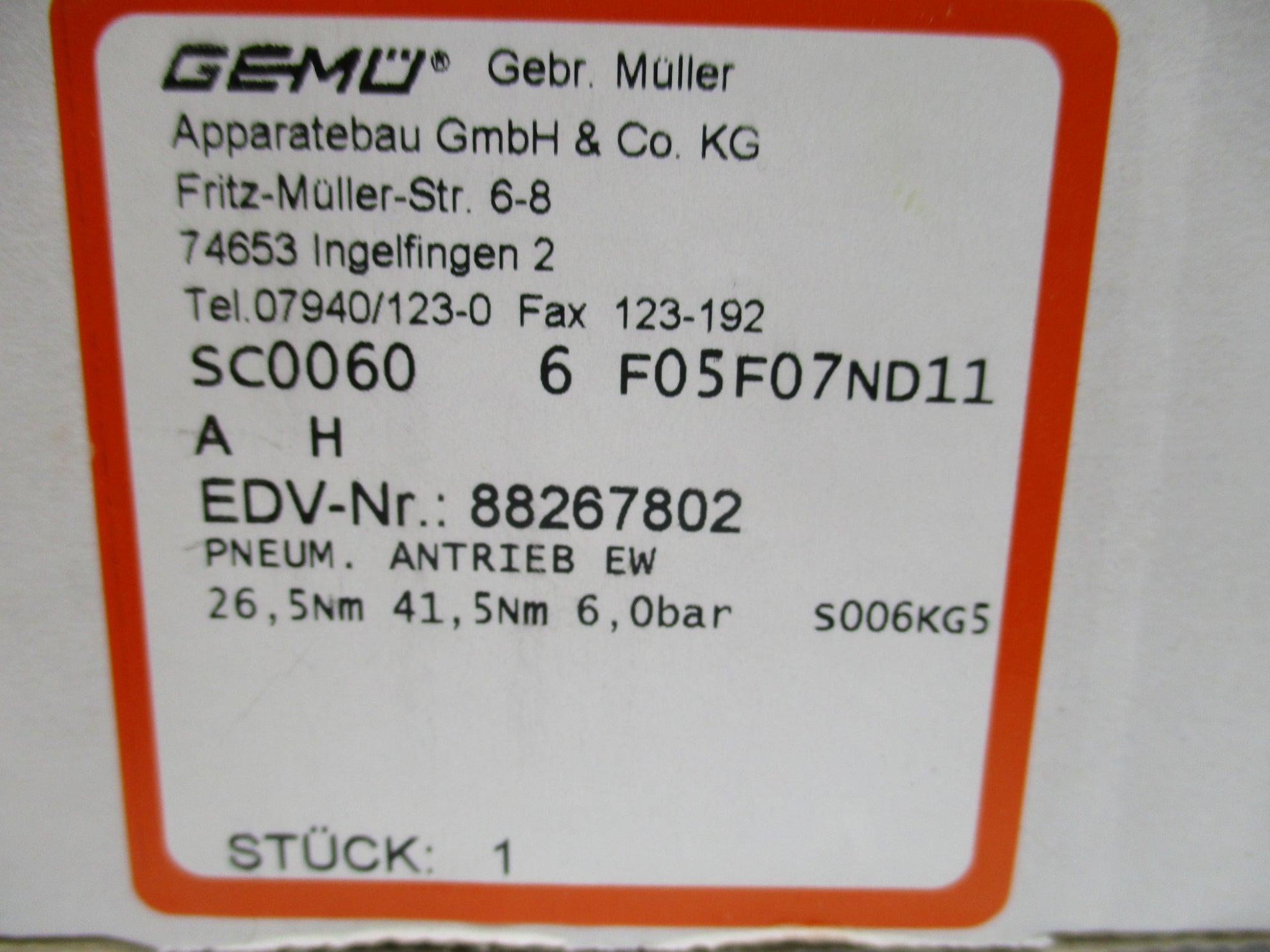 GEMU SC00060-6F05F07-N-D-11A NSMP