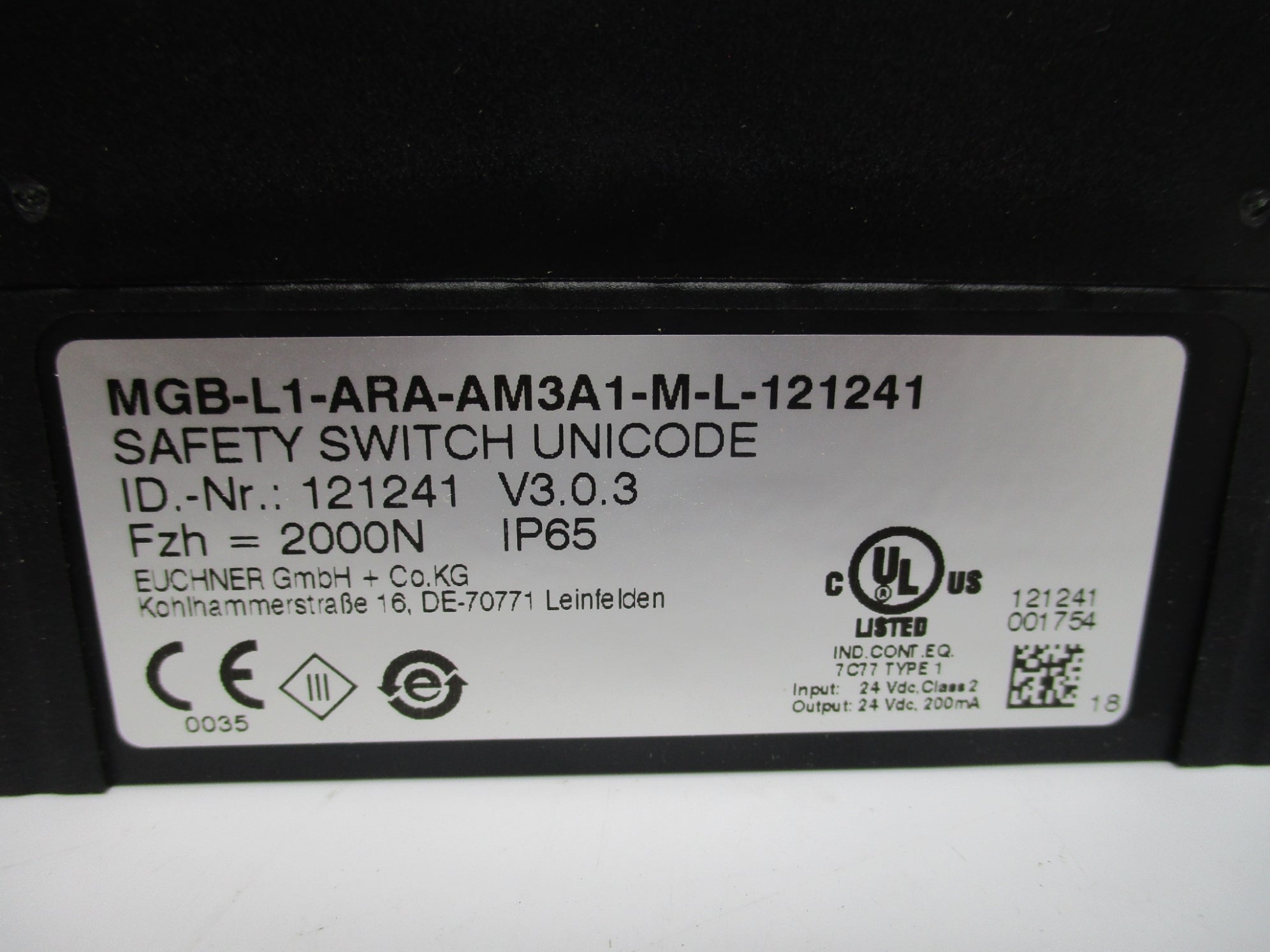 EUCHNER MGB-L1-ARA-AM3A1-M-L-121241 NSMP