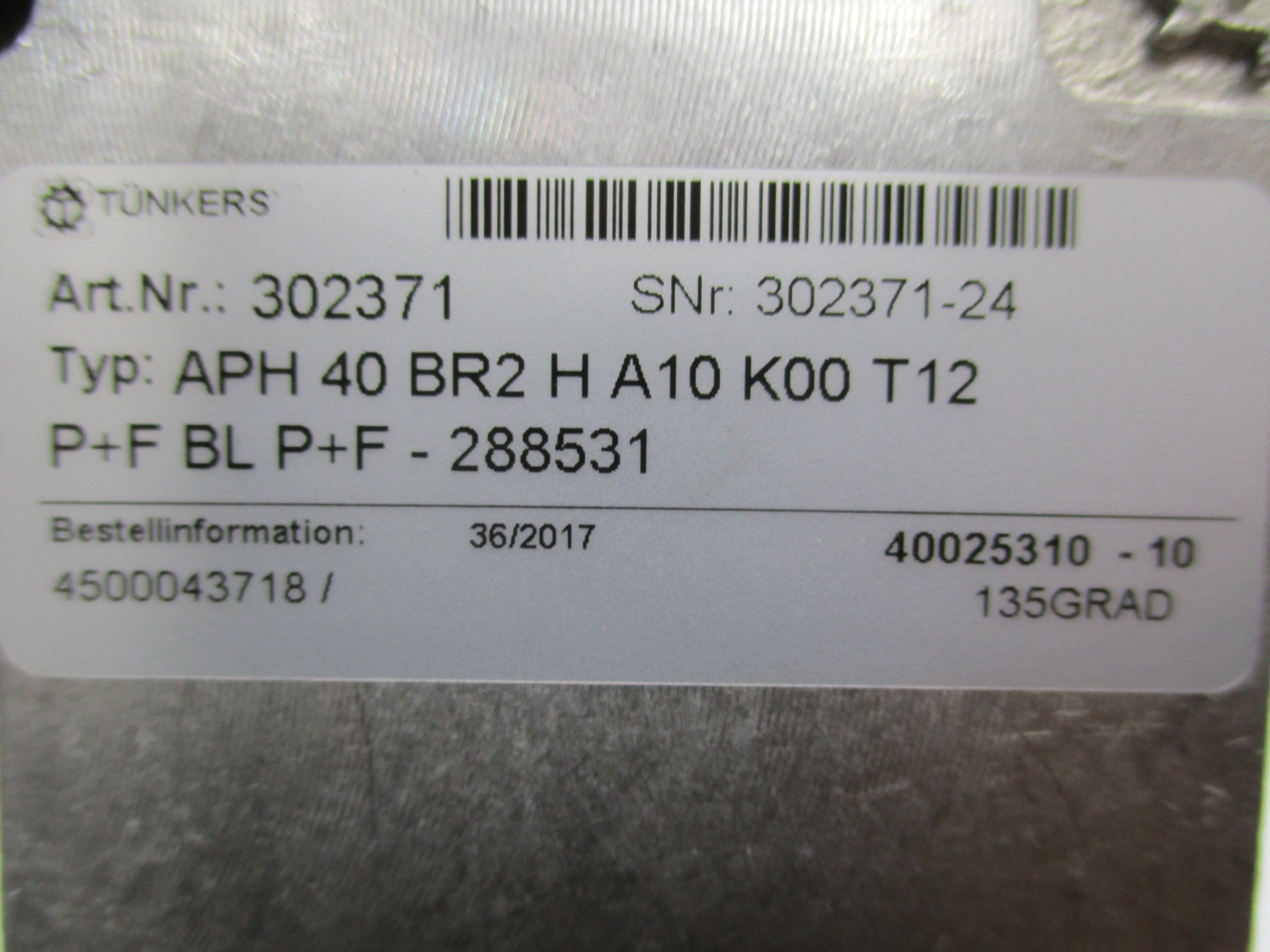 TUNKERS 302371 APH40BR2HA10K00T12 NSMP