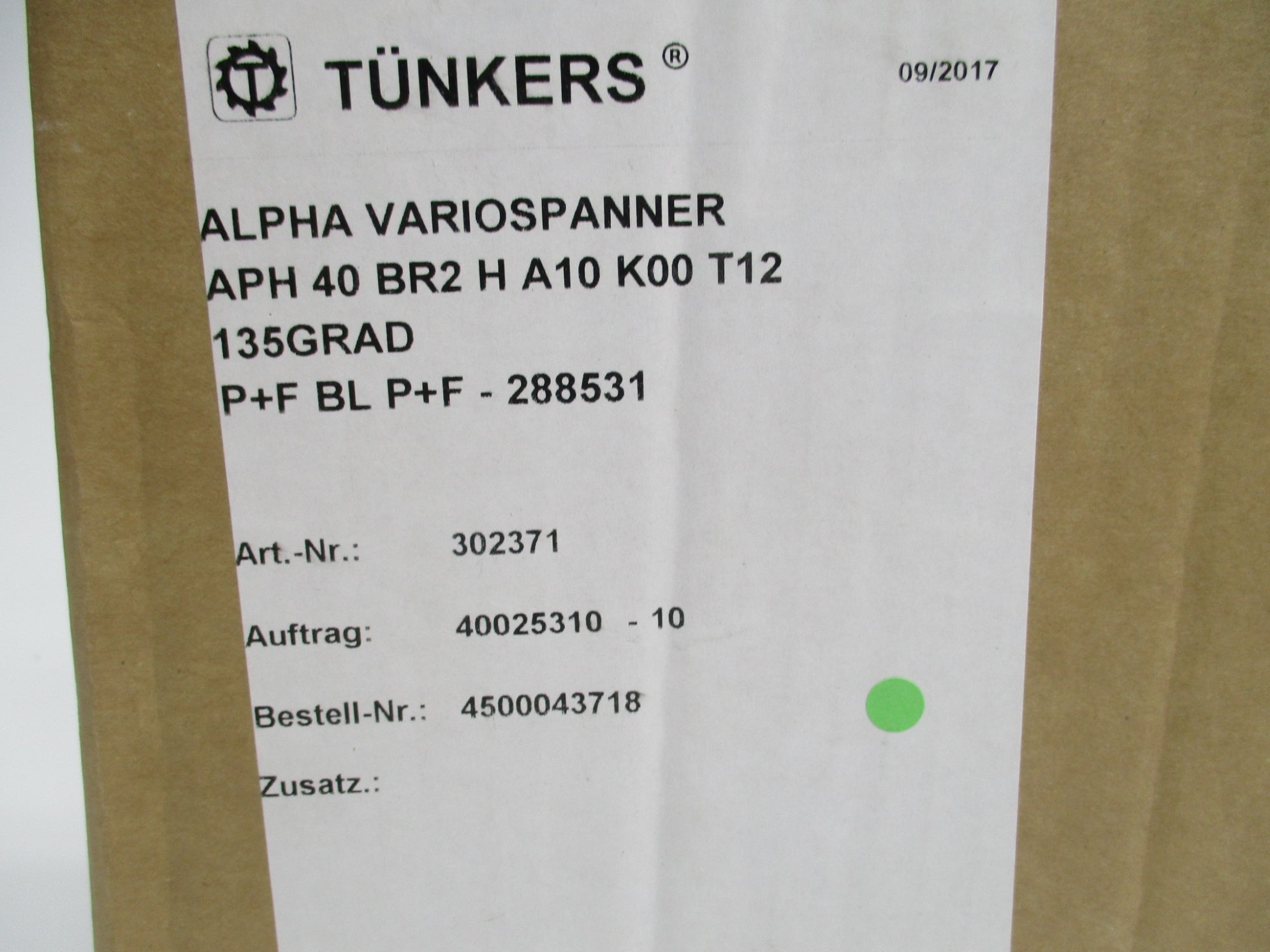 TUNKERS 302371 APH40BR2HA10K00T12 NSMP