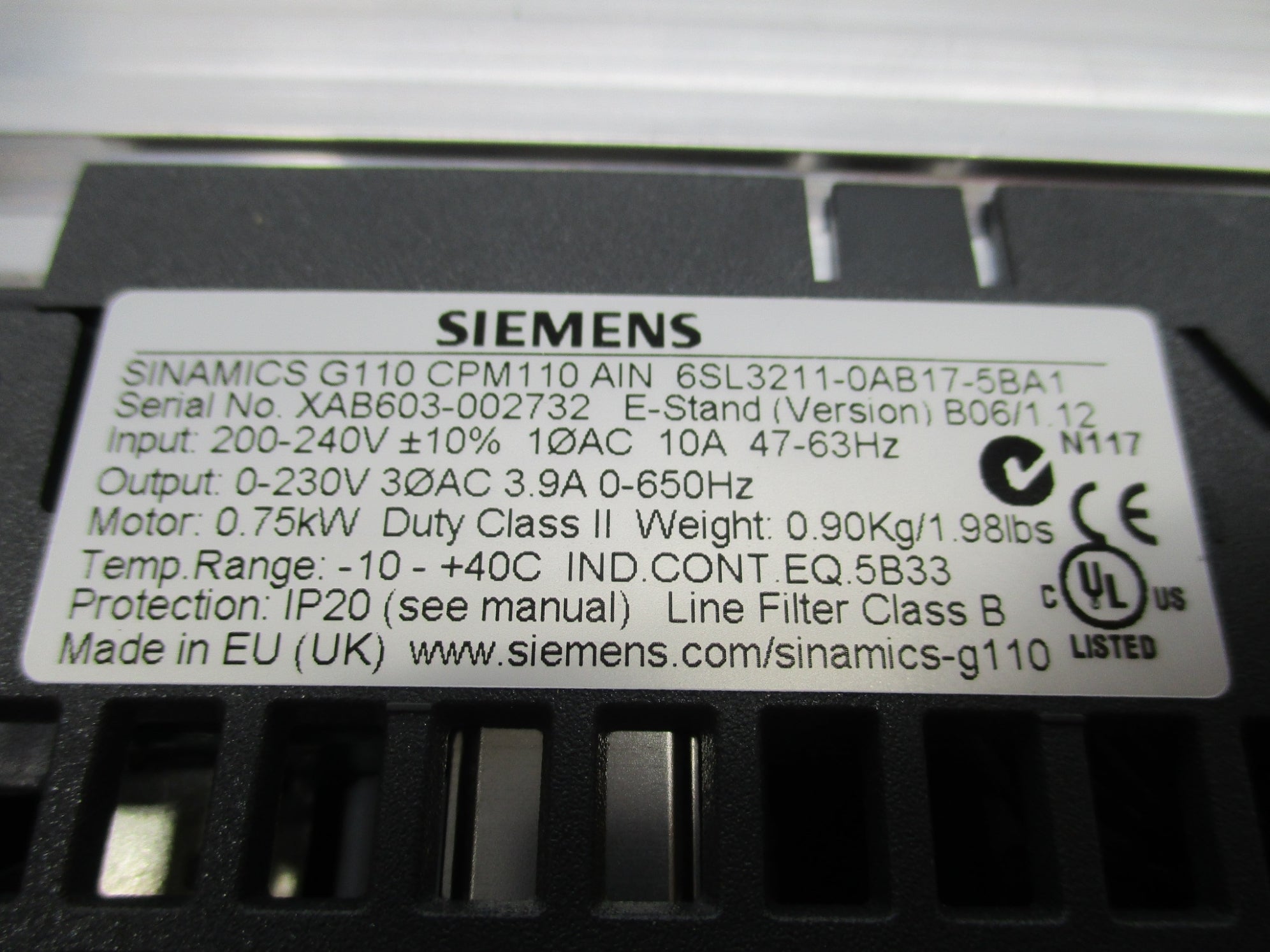 SIEMENS 6SL3211-0AB17-5BA1 NSMP