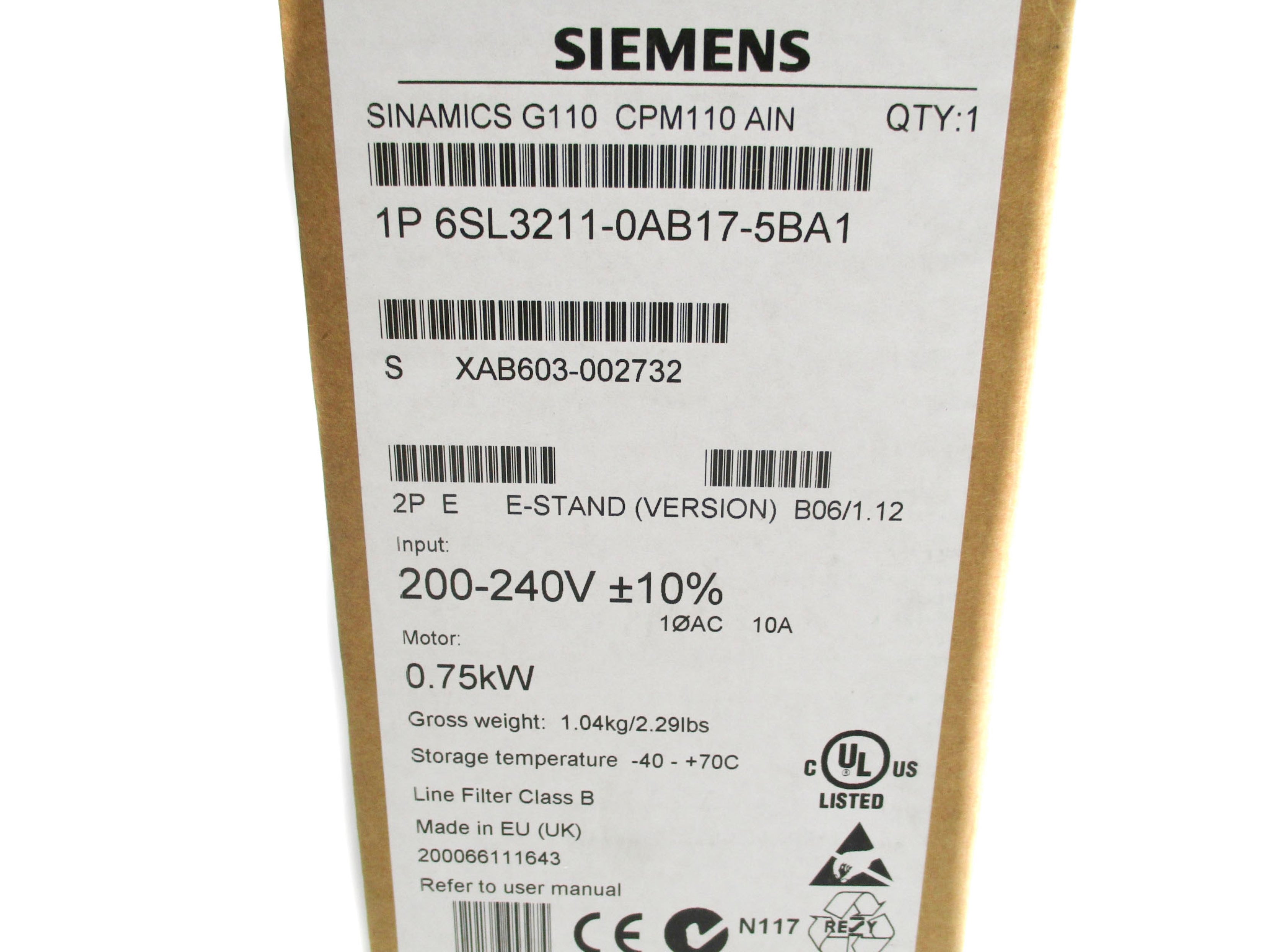 SIEMENS 6SL3211-0AB17-5BA1 NSMP