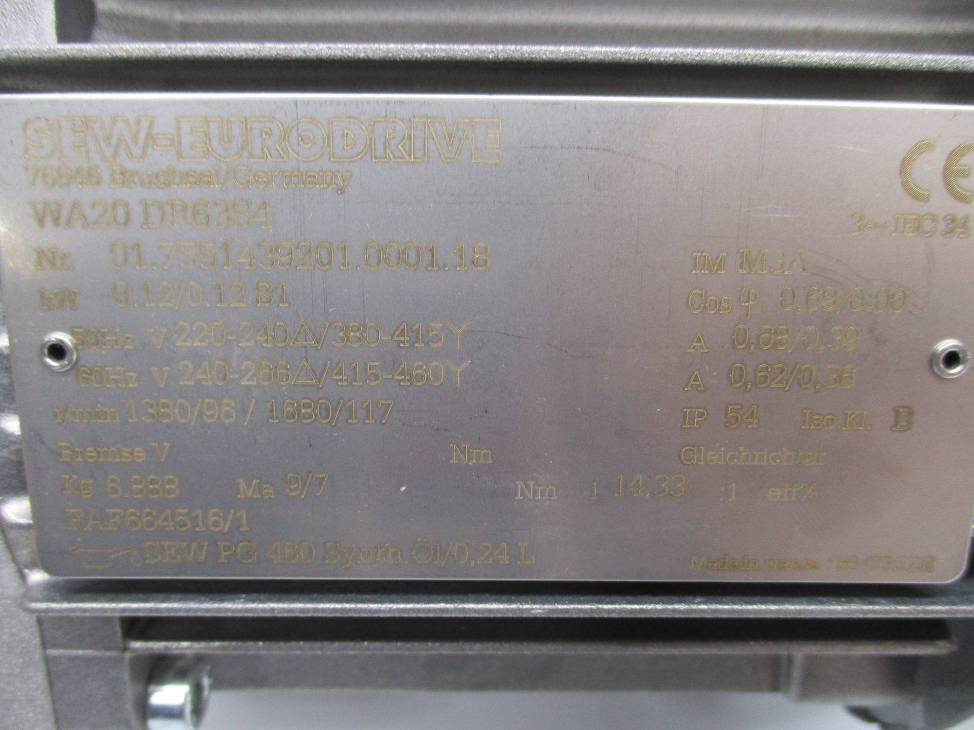 SEW-EURODRIVE WA20DR63S4 NSMP