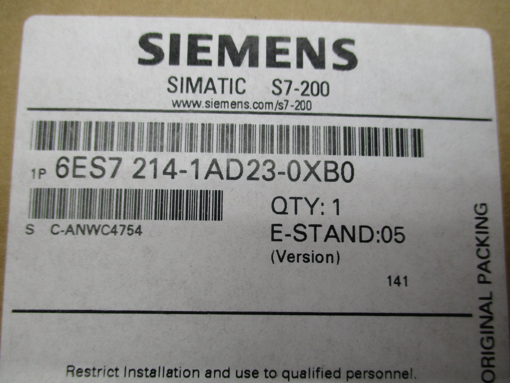 SIEMENS 6ES7214-1AD23-0XB0 NSFS