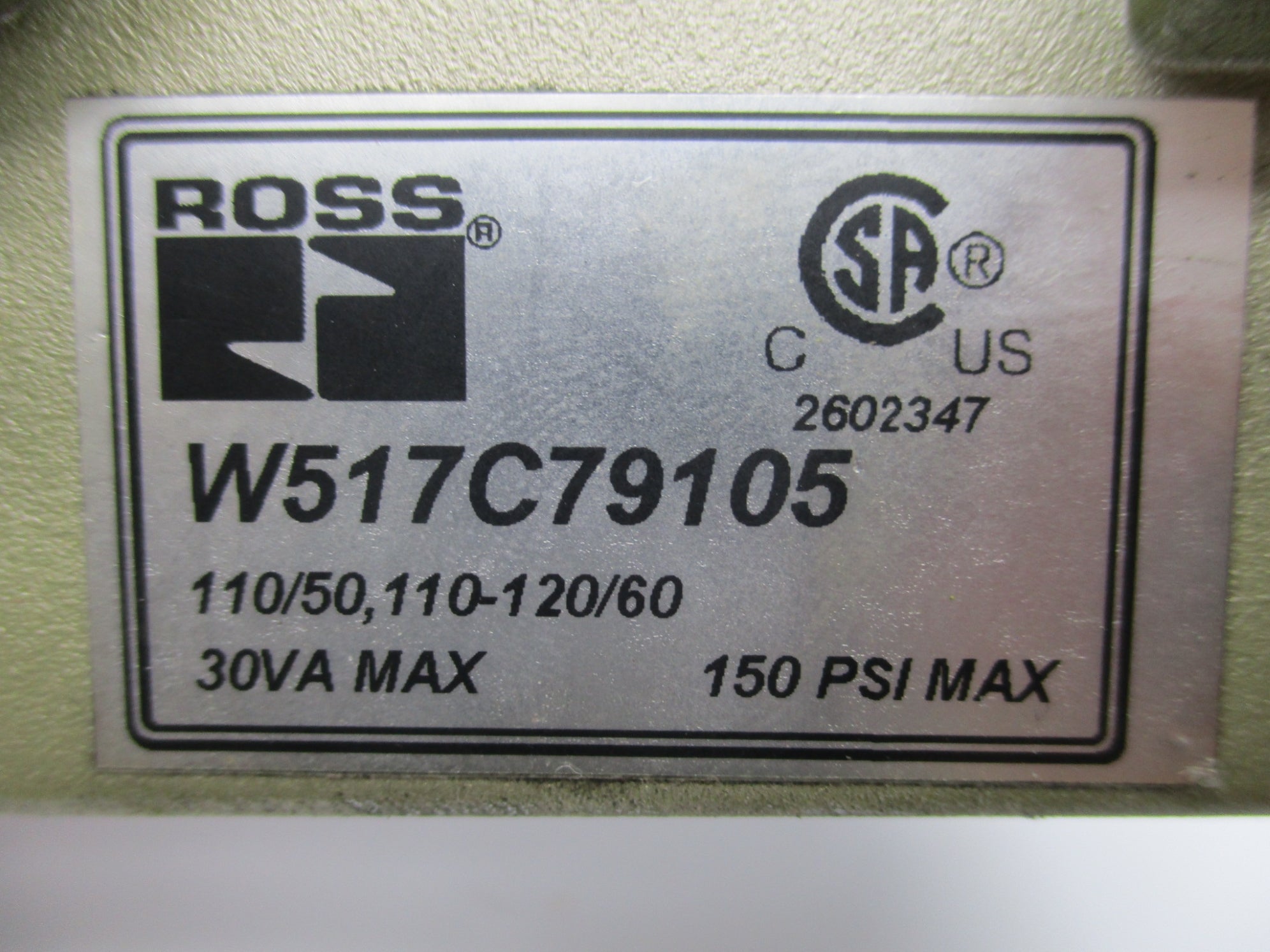 ROSS 2776B4001 110/50-120V/60HZ 150PSI REMAN