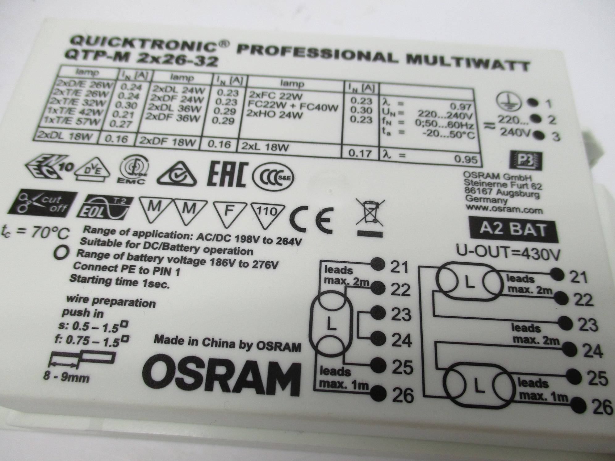 OSRAM QTP-M2X26-32 NSNP
