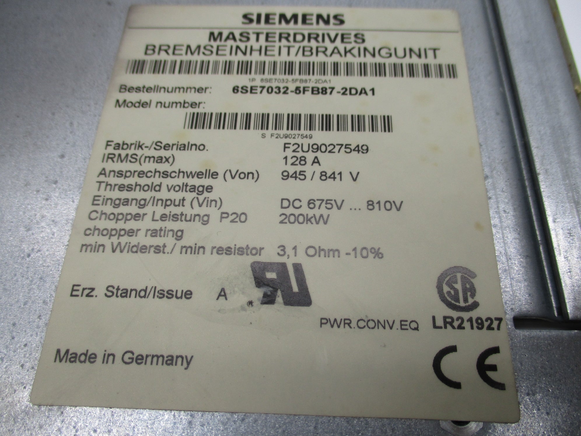 SIEMENS 6SE7032-5FB87-2DA1 NSMP