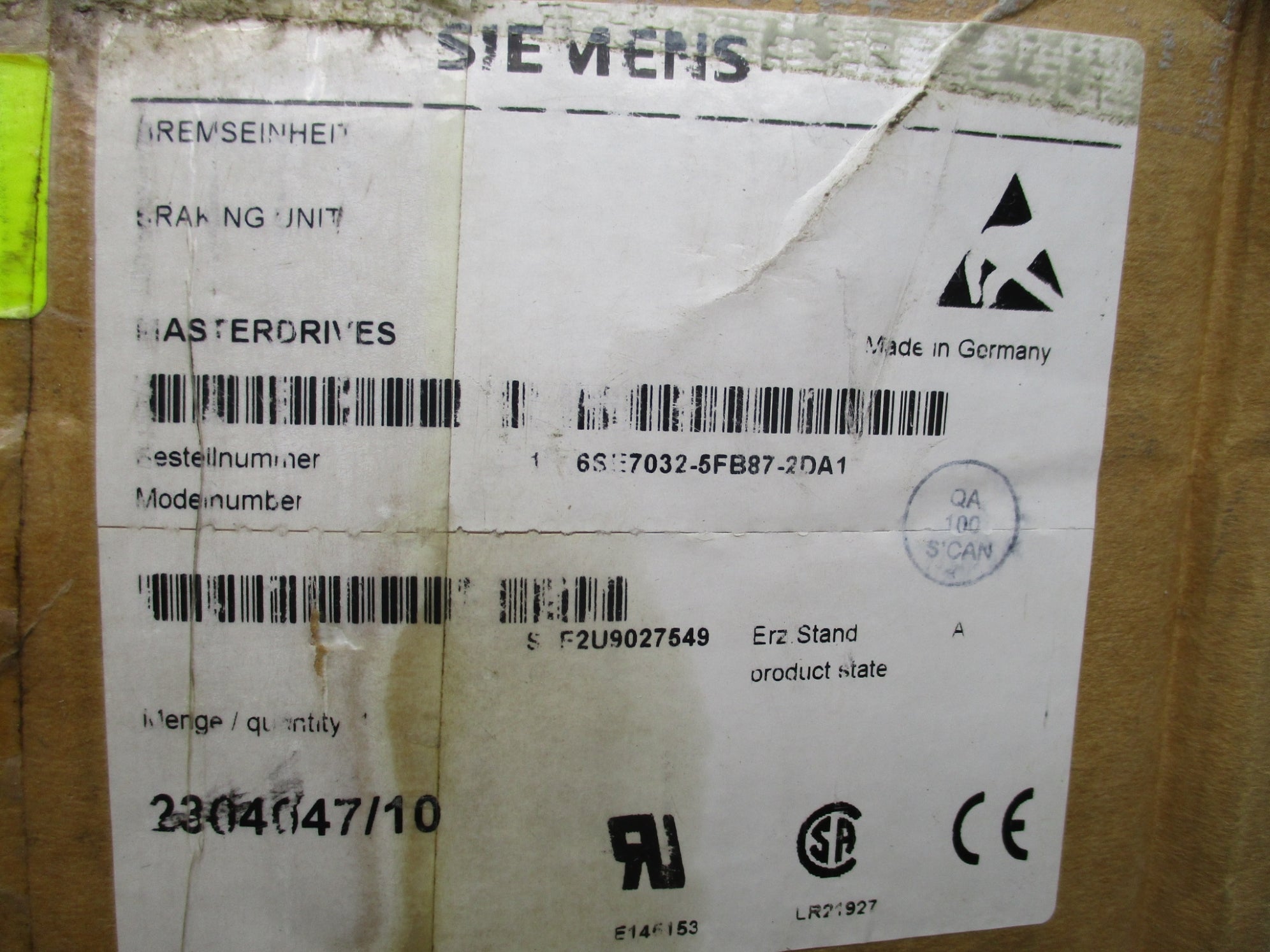 SIEMENS 6SE7032-5FB87-2DA1 NSMP