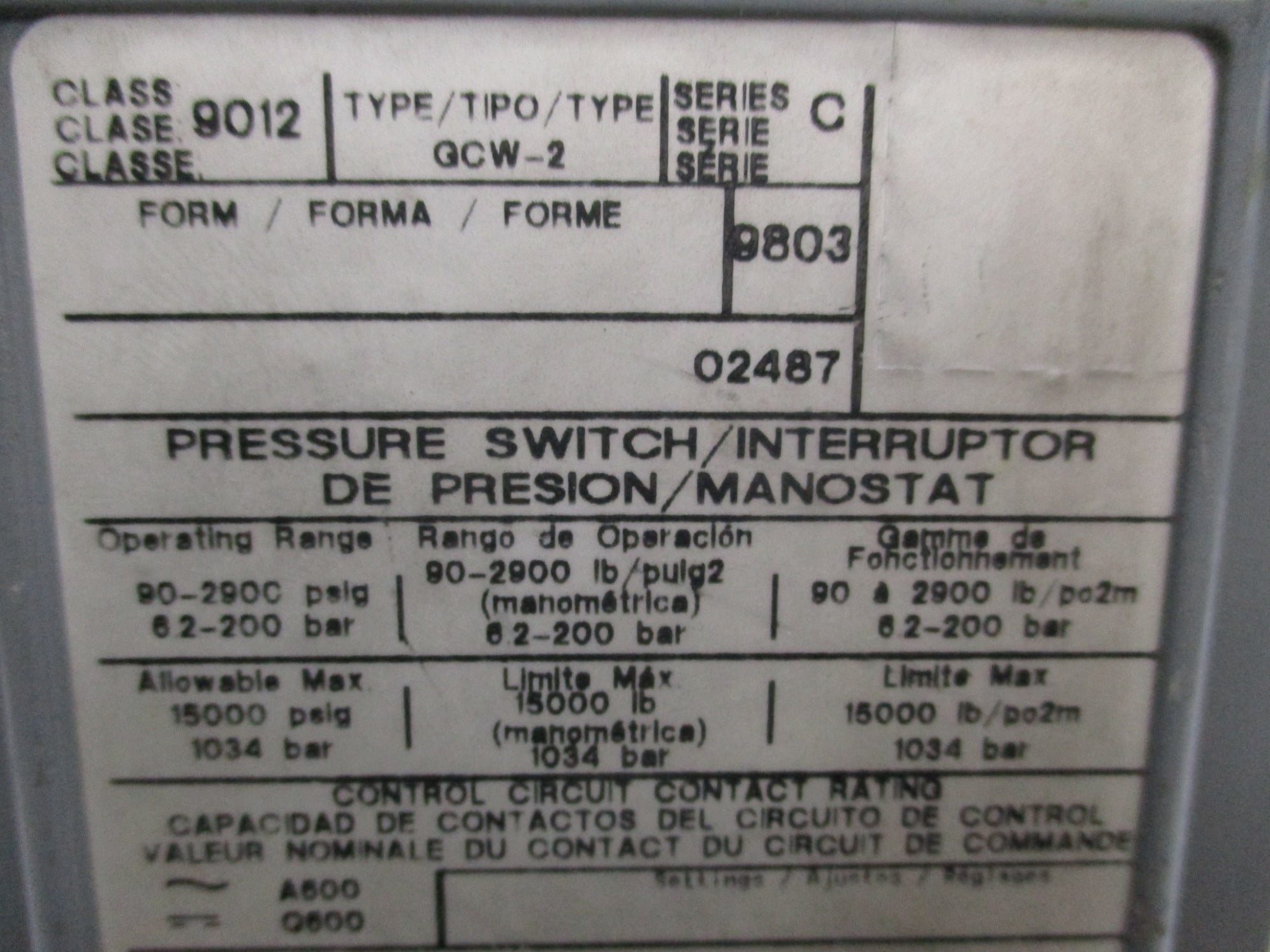 SQUARE D 9012GCW2 SER. C UNMP