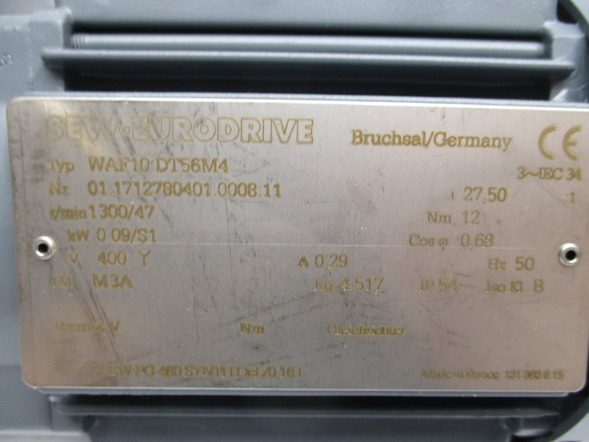 SEW-EURODRIVE WAF10DT56M4 (1300/47RPM) NSNP