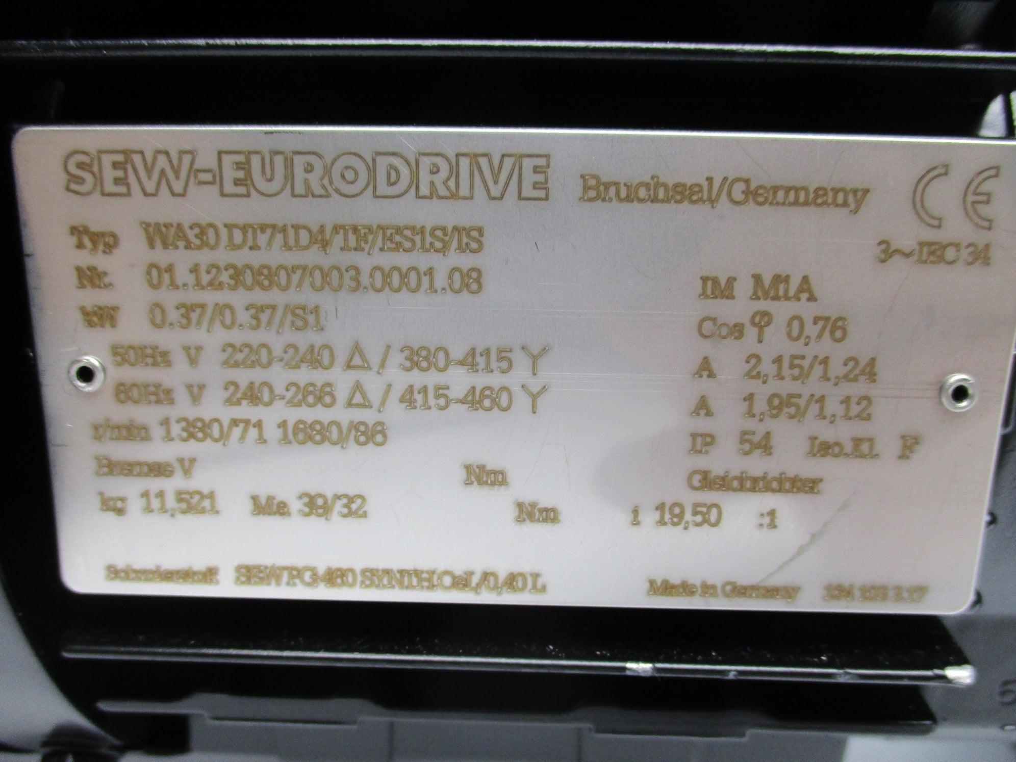 SEW-EURODRIVE WA30DT71D4/TF/ES1S/IS  NSNP