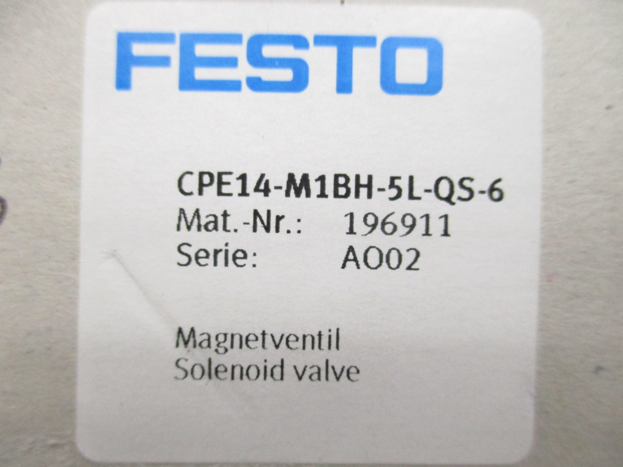 FESTO CPE14-M1BH-5L-QS-6 196911 24VDC 3-8BAR NSMP