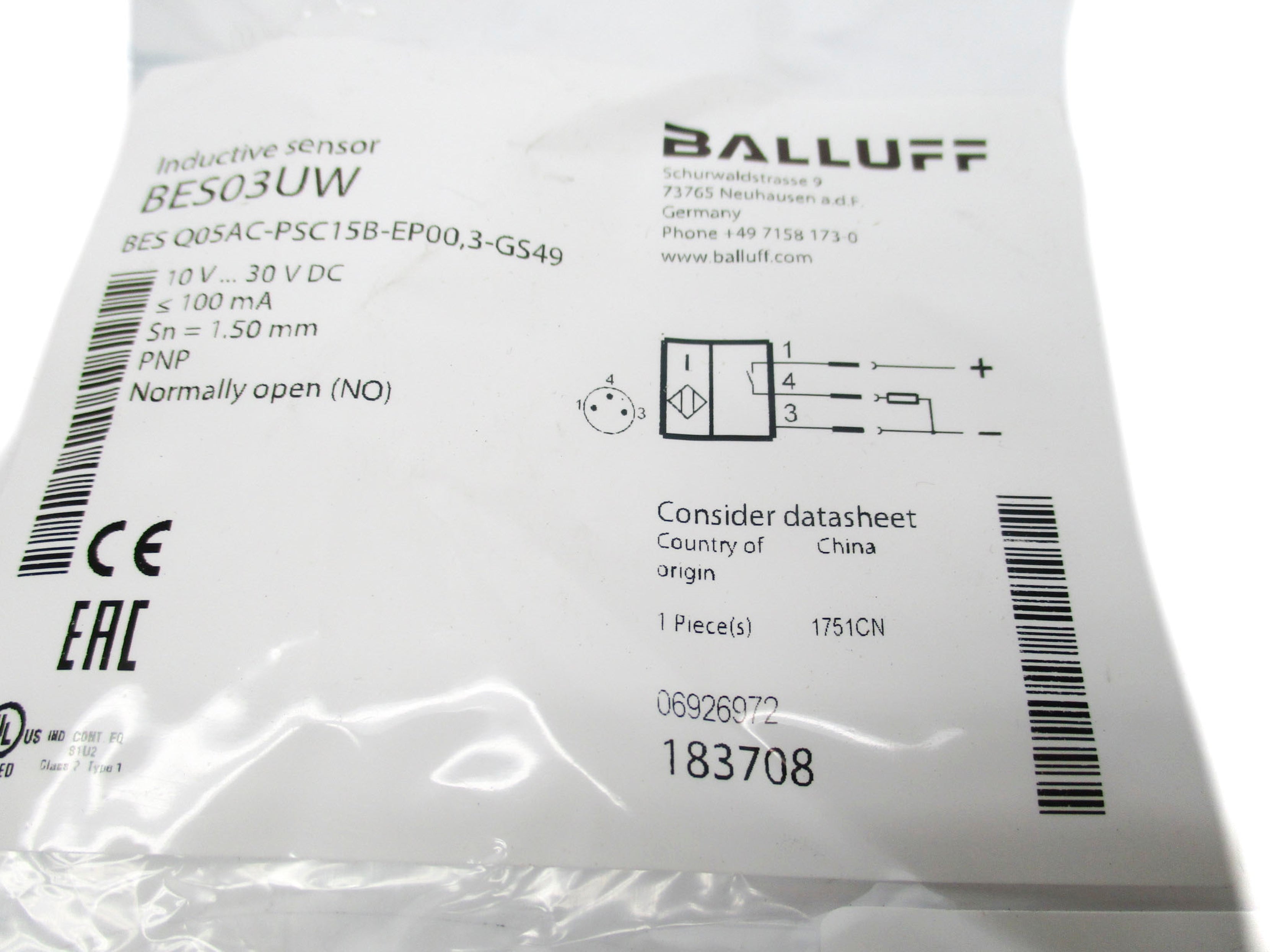 BALLUFF BESQ05AC-PSC15B-EP00,3-GS49 NSMP