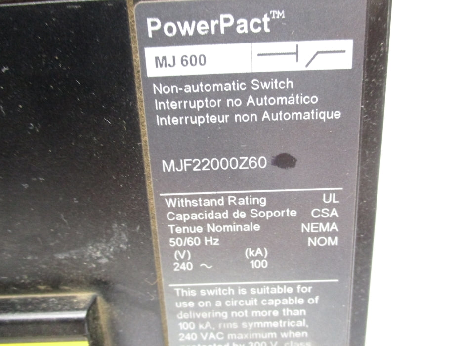 SQUARE D MJF22000Z60 240V UNMP