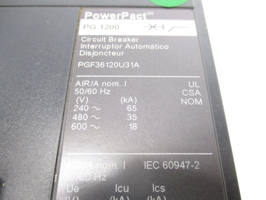 SQUARE D PGF36120U31A 600V 1200A (AS PICTURED) NSNP