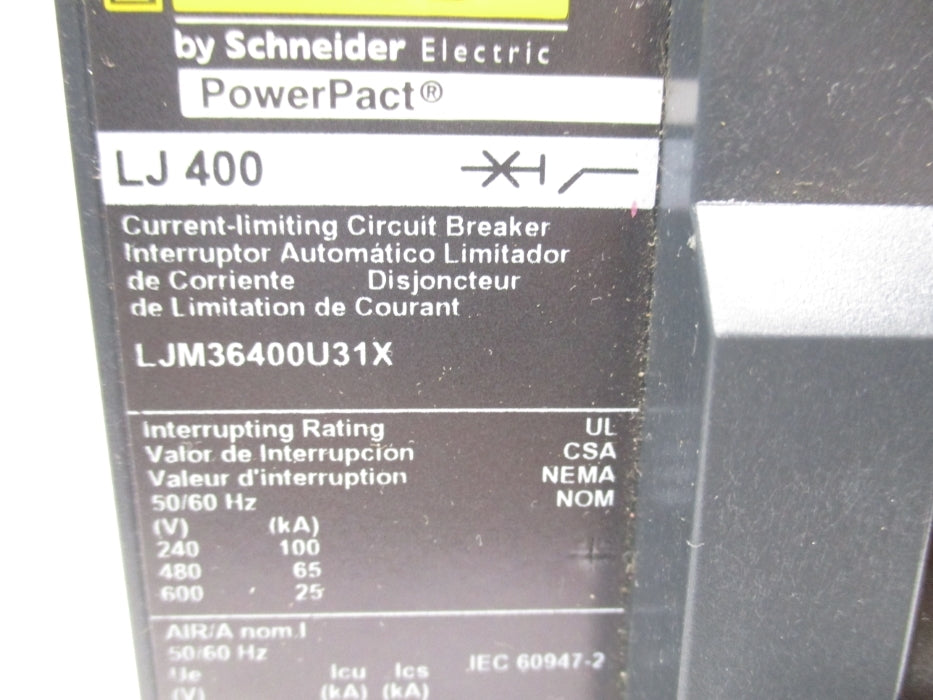 SQUARE D LJM36400U31X 600V 400A NSNP