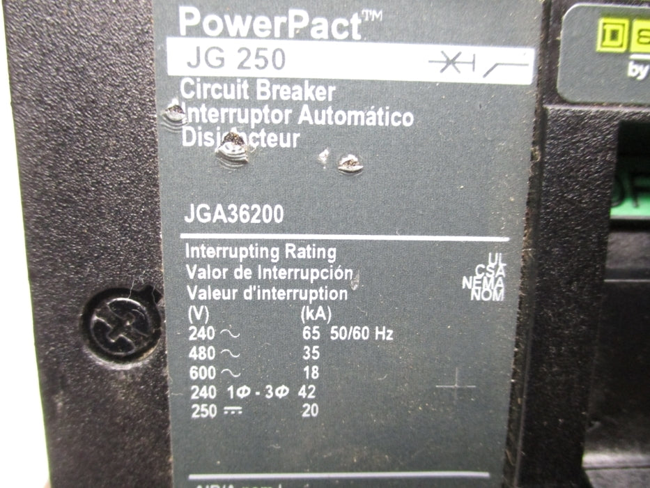 SQUARE D JGA36200 200A 250V NSNP