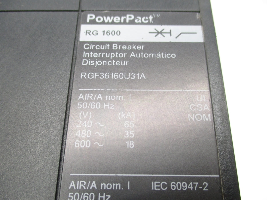 SQUARE D RGF36160U31A 600V 1600A NSNP