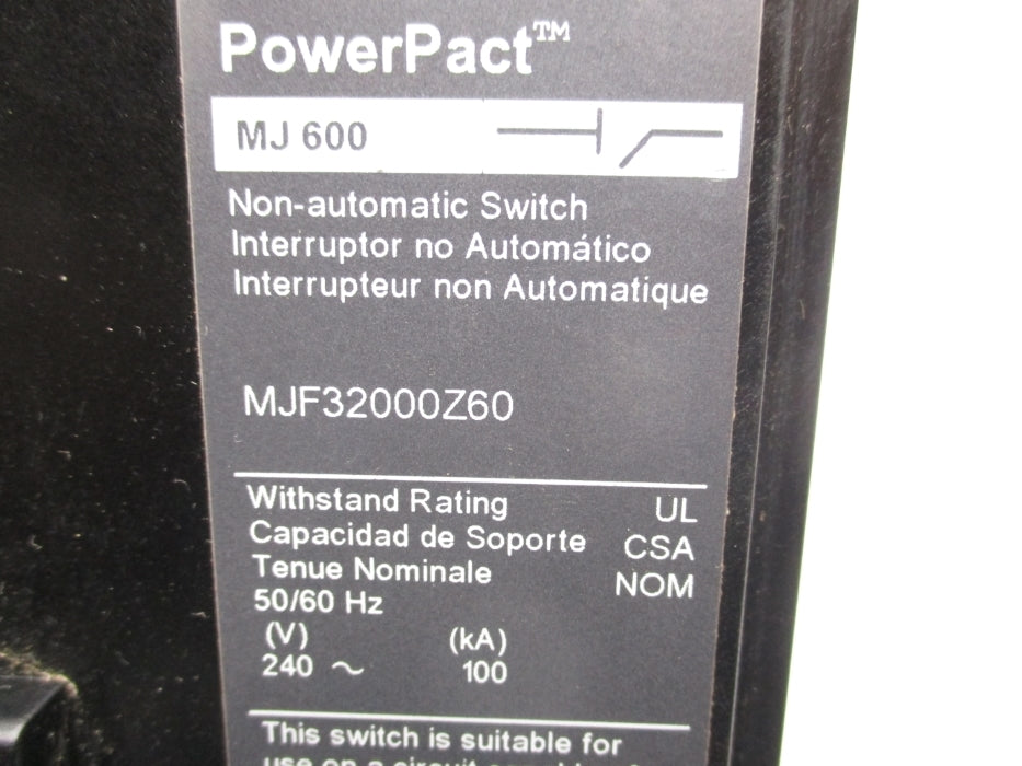 SQUARE D MJF32000Z60 240V 600A UNMP