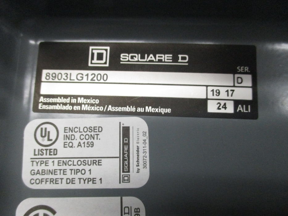 SQUARE D 8903LG1200V02 SER. D 120V 30A NSMP