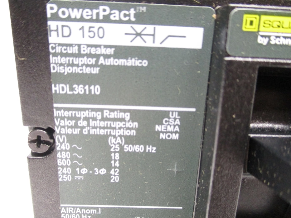 SQUARE D HDL36110 110A 600V NSMP