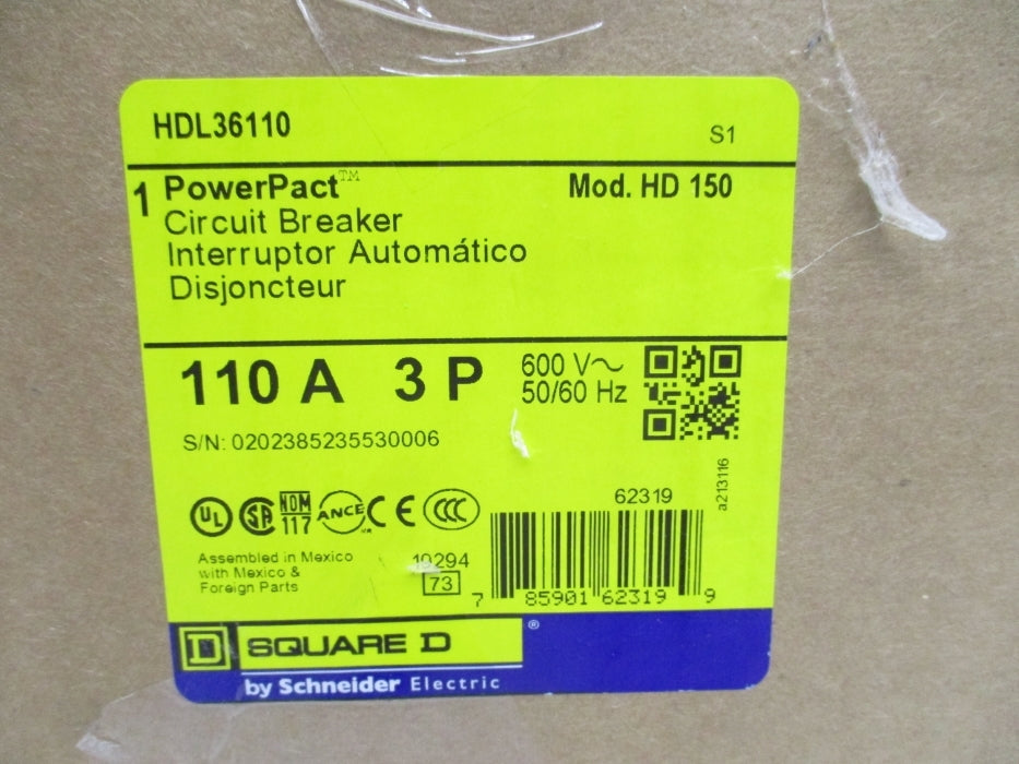 SQUARE D HDL36110 110A 600V NSMP