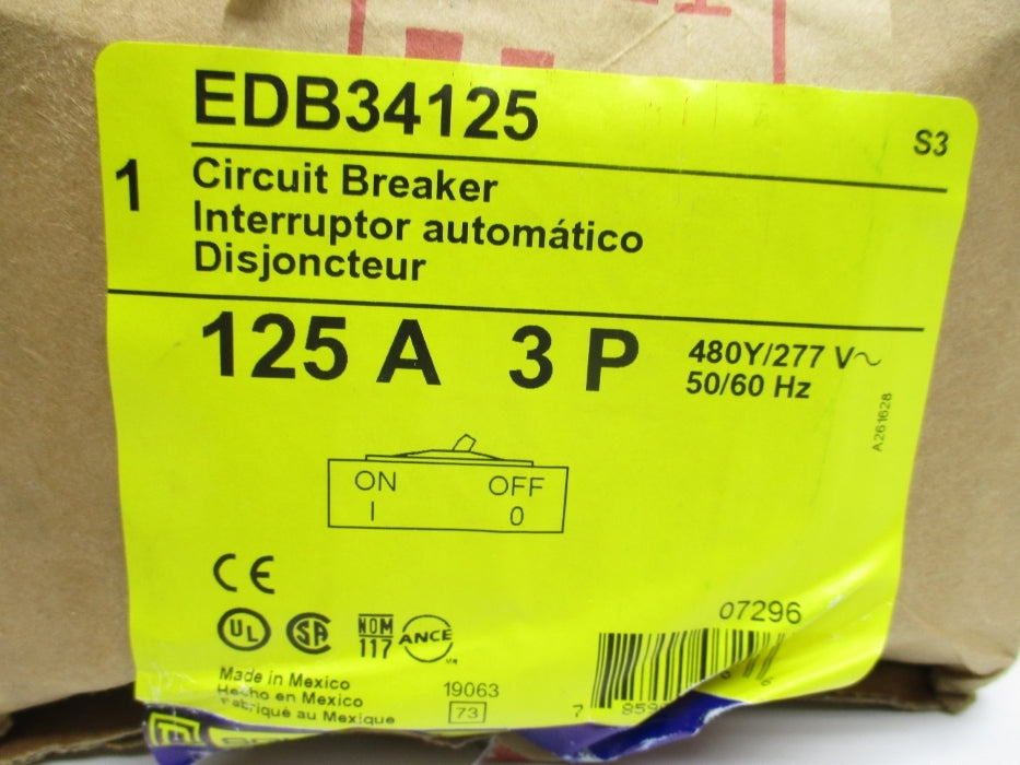 SQUARE D EDB34125 125A 277V (AS PICTURED) NSFS