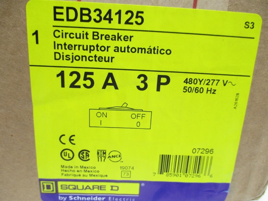 SQUARE D EDB34125 277V 125A NSFS