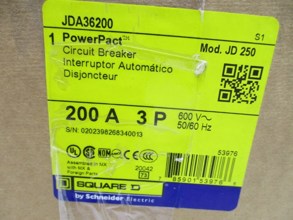 SQUARE D JDA36200 200A 600V NSMP